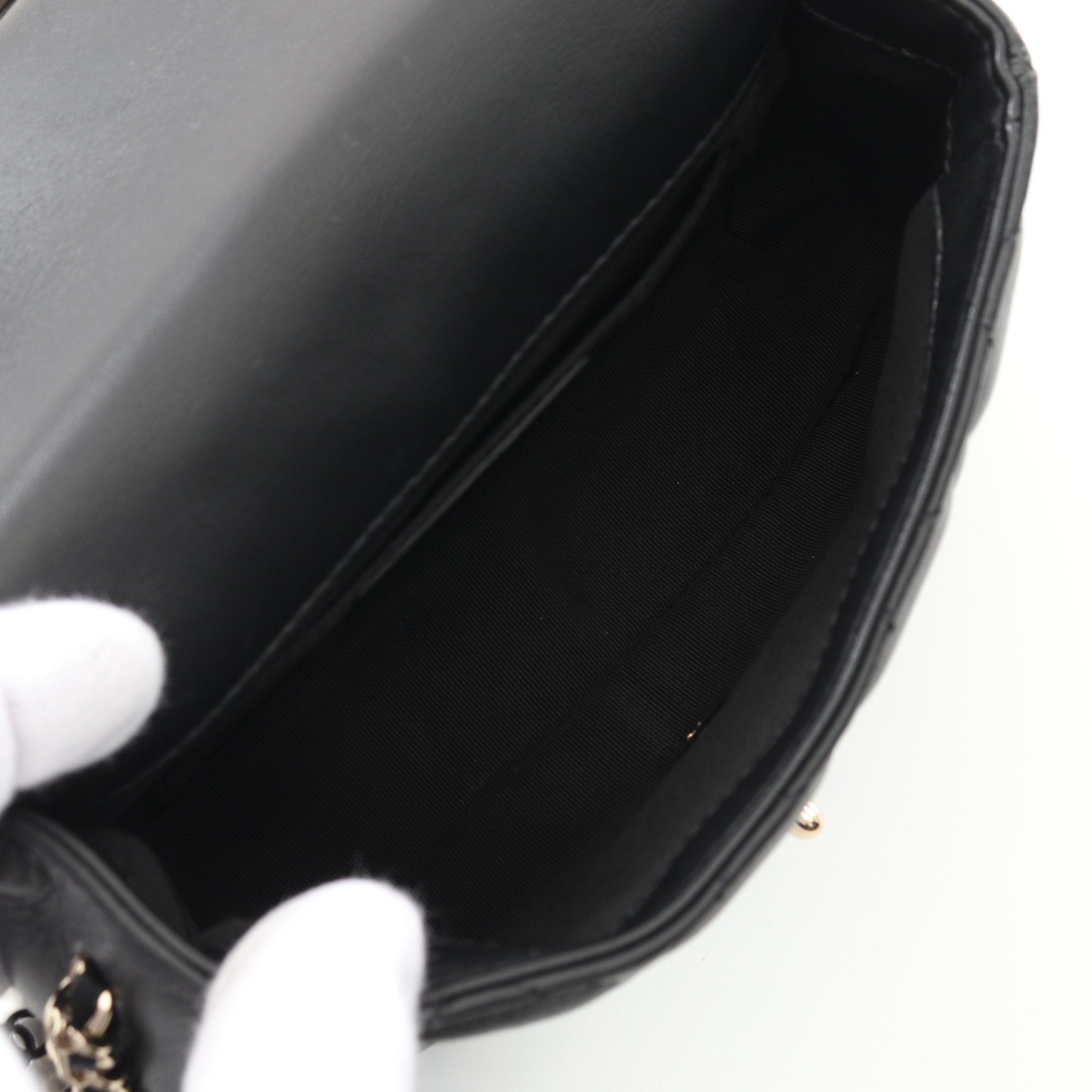 Chanel Chanel Matelasse Small Flap Pearl Chain Shoulder Bag Lambskin Black Gold Hardware Size ONE SIZE - 3 Thumbnail