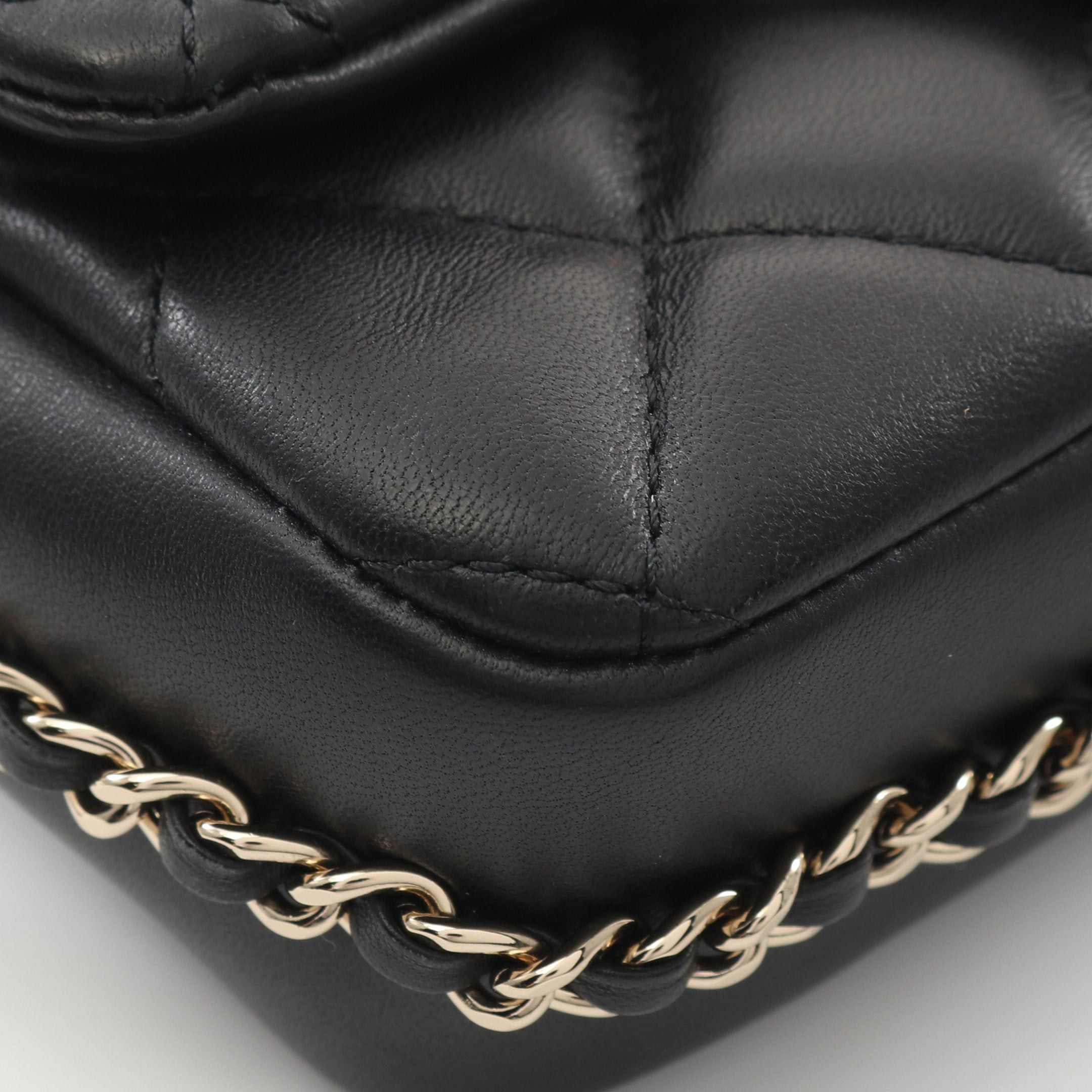 Chanel Chanel Matelasse Small Flap Pearl Chain Shoulder Bag Lambskin Black Gold Hardware Size ONE SIZE - 6 Thumbnail