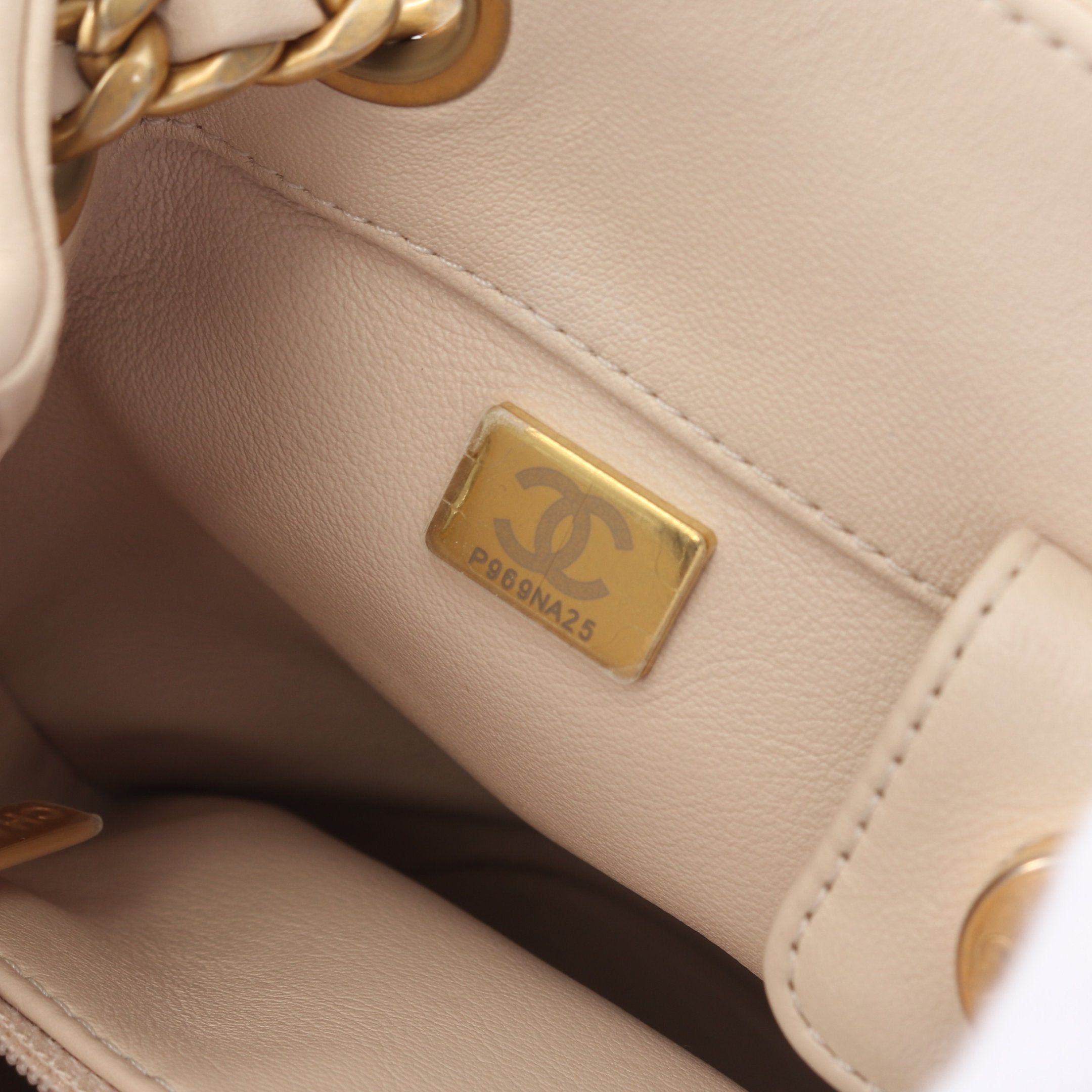 Chanel Chanel Small Bucket Bag Matelasse Chain Shoulder Lambskin Light Beige Gold Hardware Size ONE SIZE - 5 Thumbnail