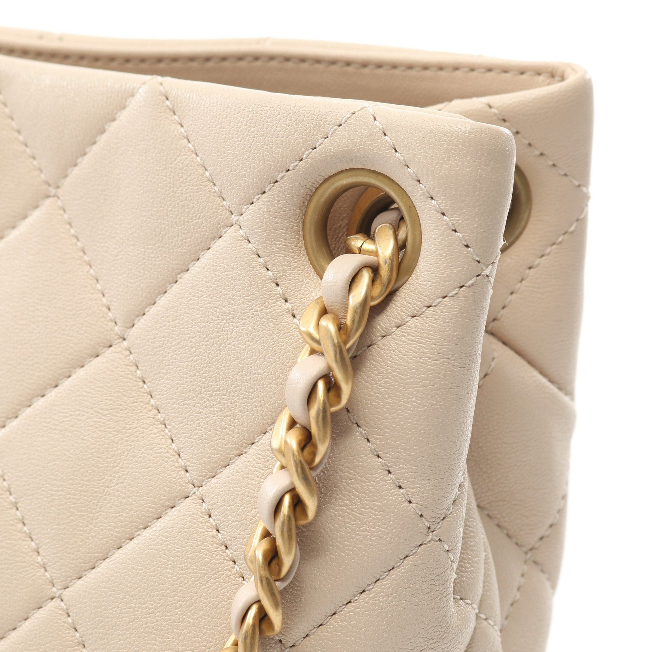 Chanel Chanel Small Bucket Bag Matelasse Chain Shoulder Lambskin Light Beige Gold Hardware Size ONE SIZE - 8 Thumbnail