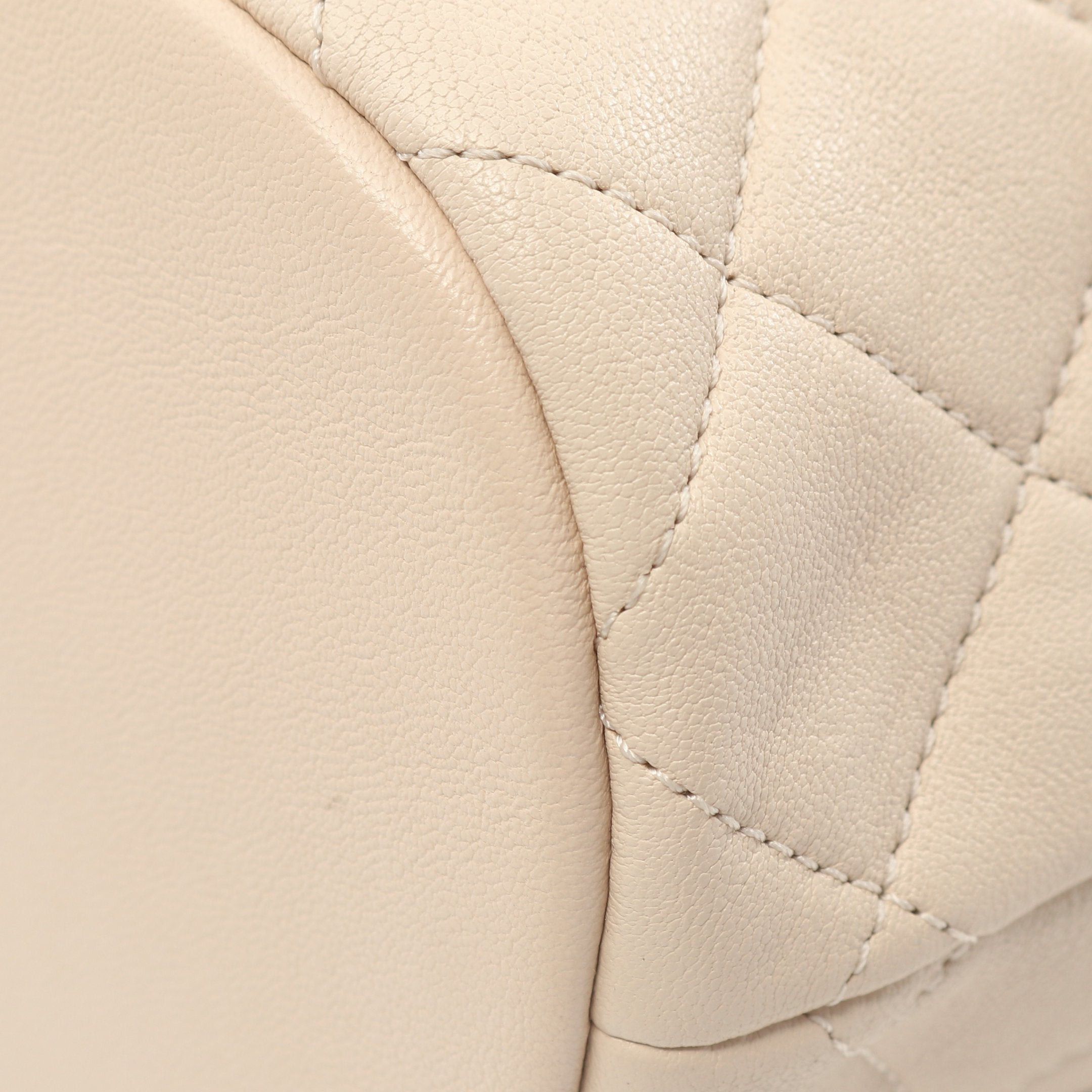 Chanel Chanel Small Bucket Bag Matelasse Chain Shoulder Lambskin Light Beige Gold Hardware Size ONE SIZE - 6 Thumbnail
