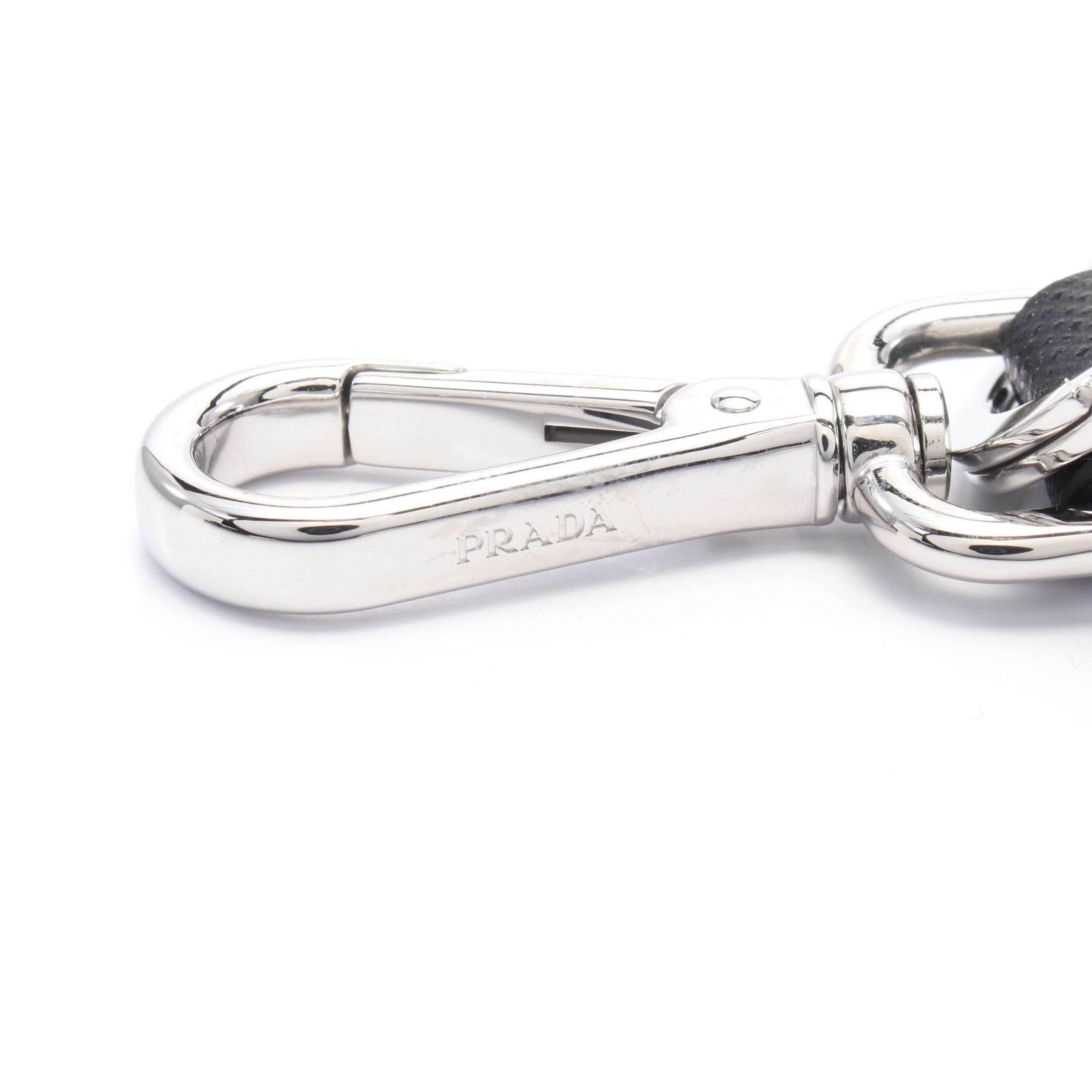 Prada Prada Saffiano Bag Charm Key Ring Leather Black Size ONE SIZE - 3 Thumbnail