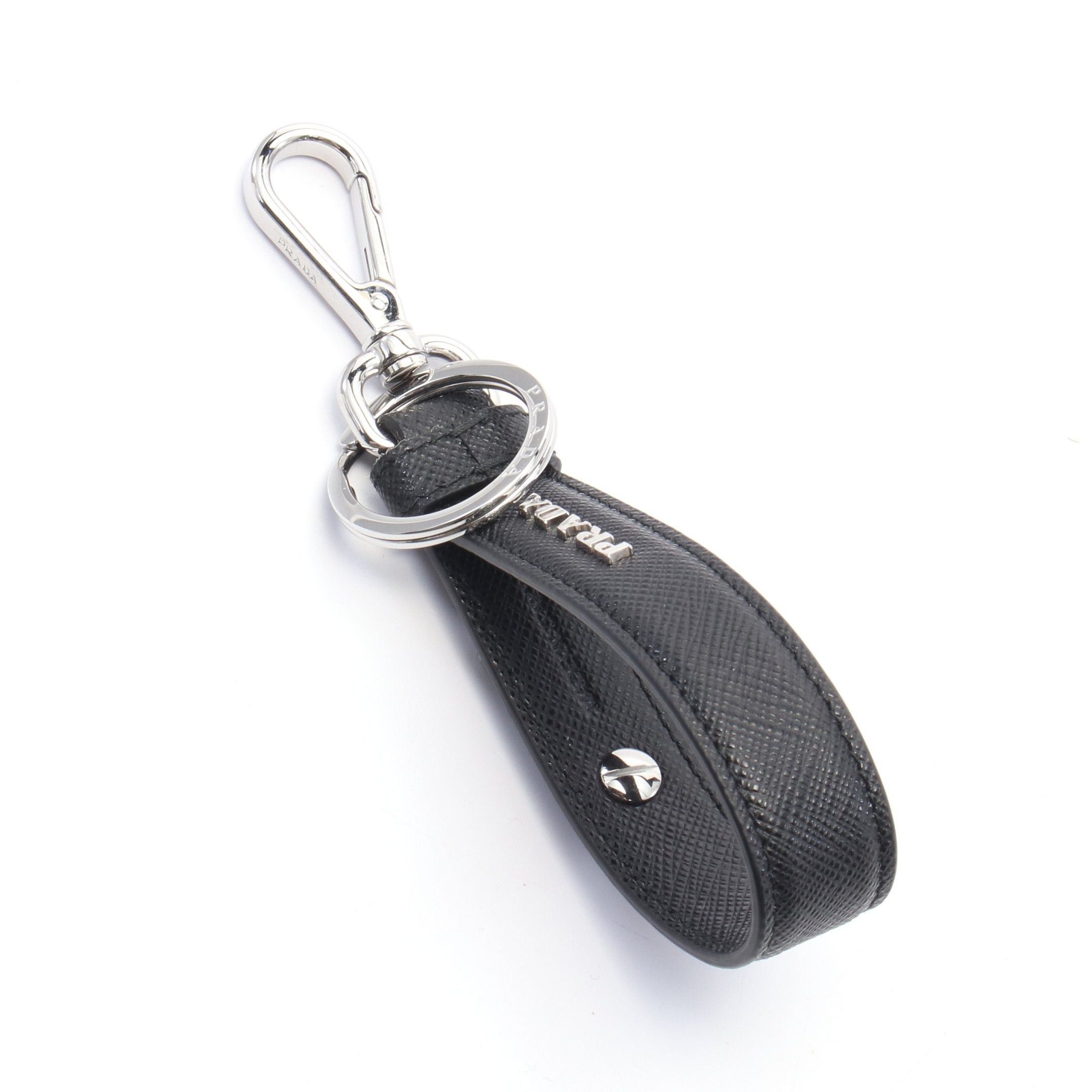 Prada Prada Saffiano Bag Charm Key Ring Leather Black Size ONE SIZE - 2 Thumbnail