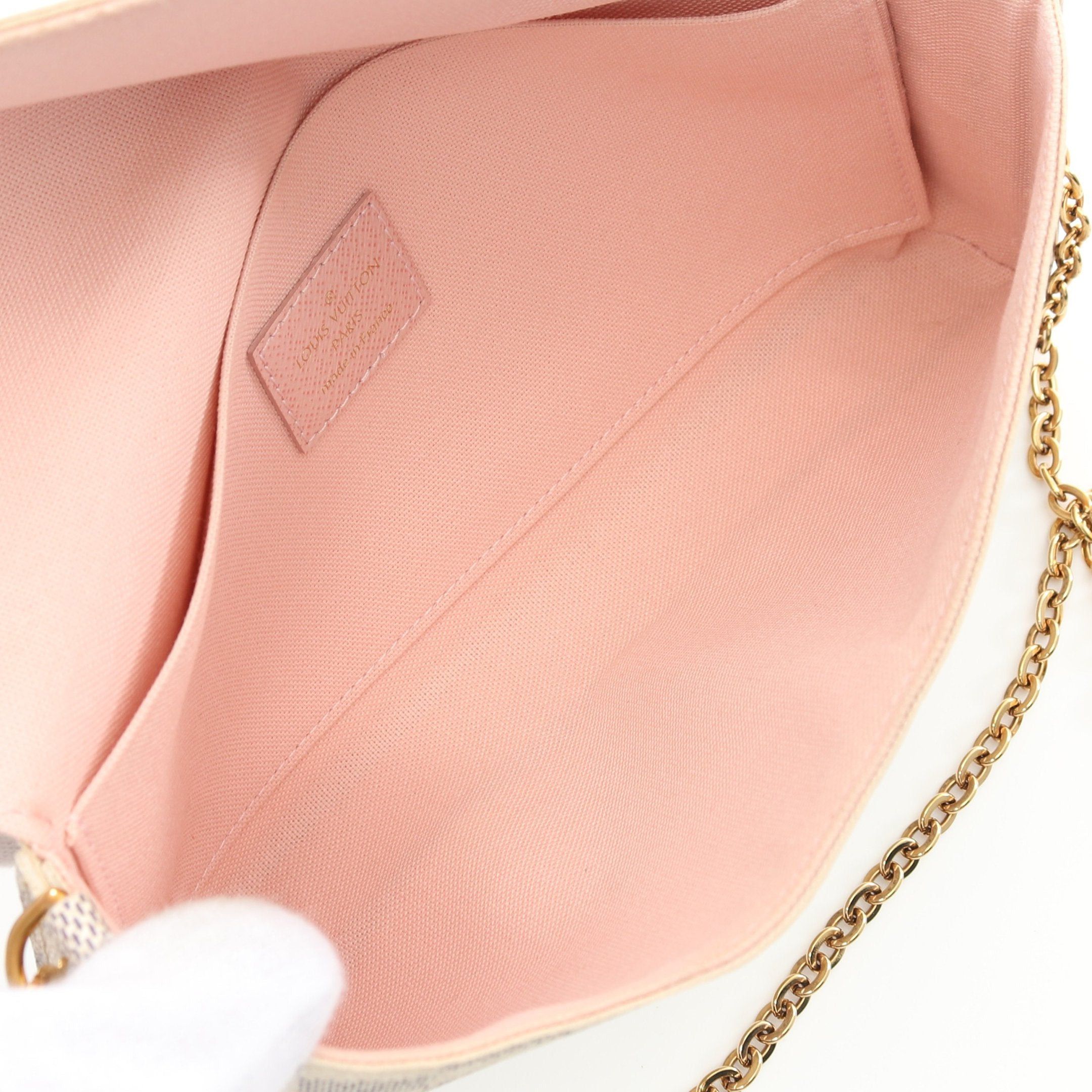 Louis Vuitton Louis Vuitton Pochette Felicie Damier Azur Chain Wallet White Size ONE SIZE - 3 Thumbnail