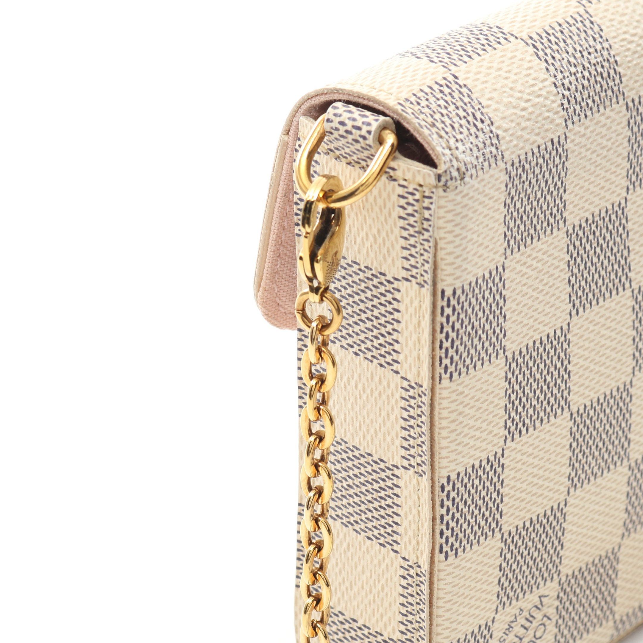 Louis Vuitton Louis Vuitton Pochette Felicie Damier Azur Chain Wallet White Size ONE SIZE - 9 Thumbnail