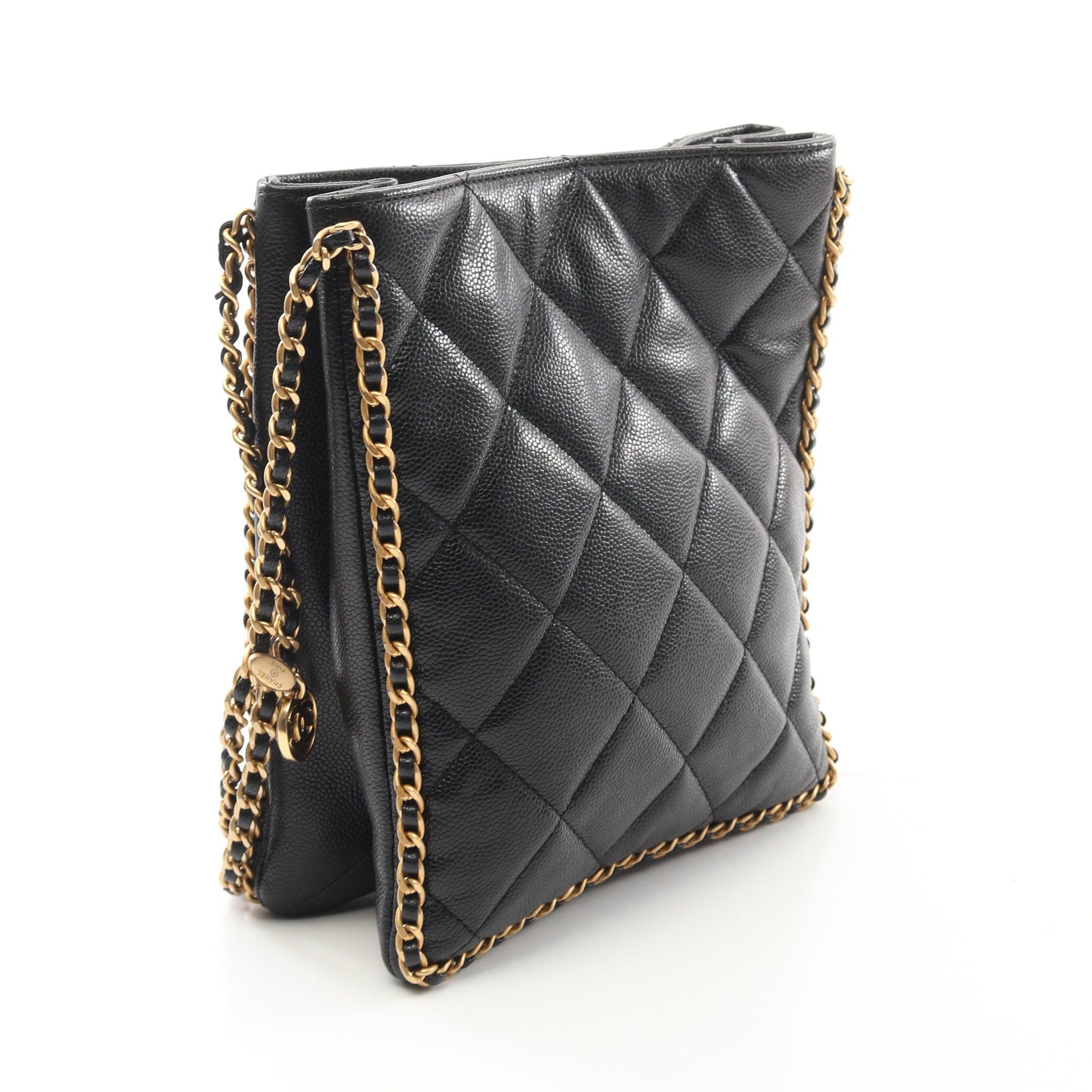 Chanel Chanel Small Shopping Bag Matelasse Chain Shoulder Caviar Skin Black Gold Hardware Size ONE SIZE - 2 Thumbnail