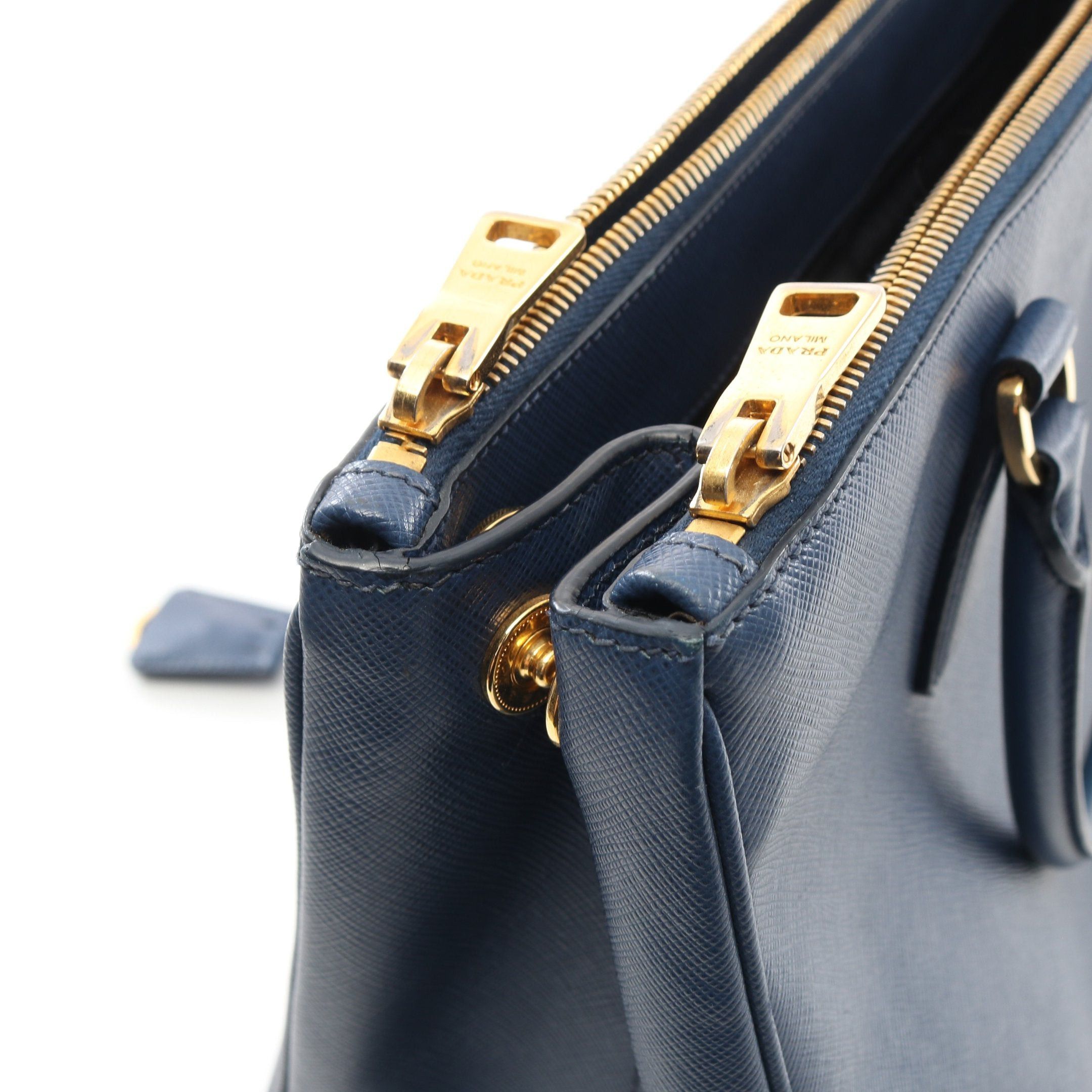 Prada Prada Saffiano Lux Galleria Handbag Leather Blue Size ONE SIZE - 6 Thumbnail