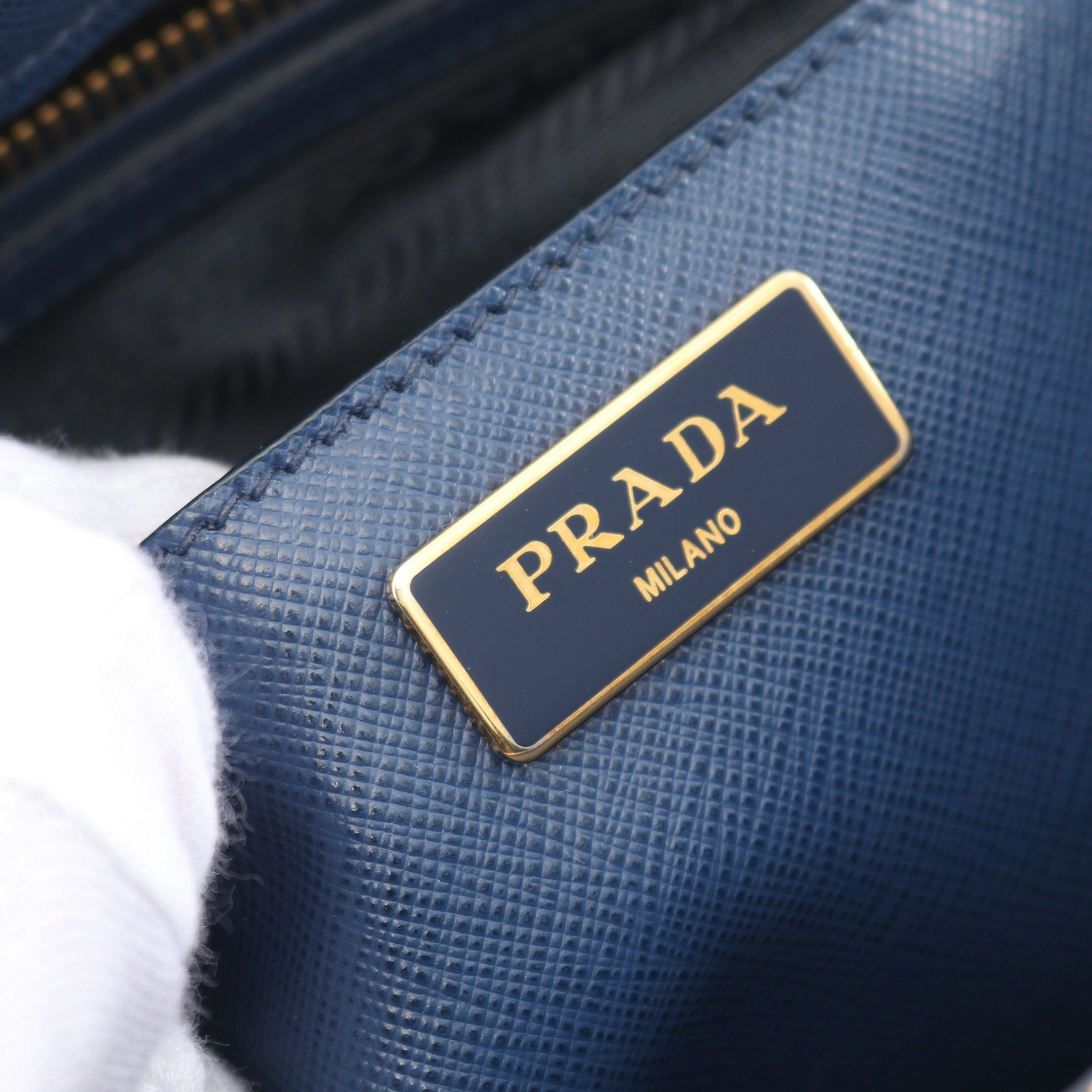 Prada Prada Saffiano Lux Galleria Handbag Leather Blue Size ONE SIZE - 4 Thumbnail