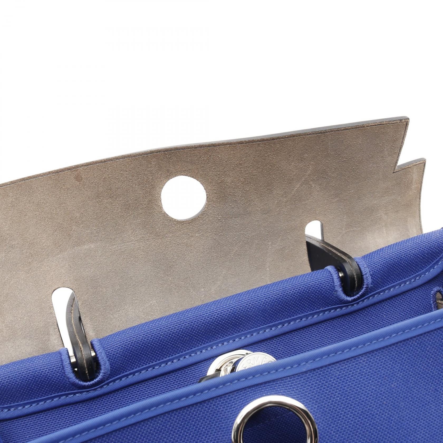 Hermes Hermes Herbag Zip Pm Blue Billiards Saphir Handbag Toile Military Vache Hunter Navy Silver Hardware D Stamp Size ONE SIZE - 11 Thumbnail