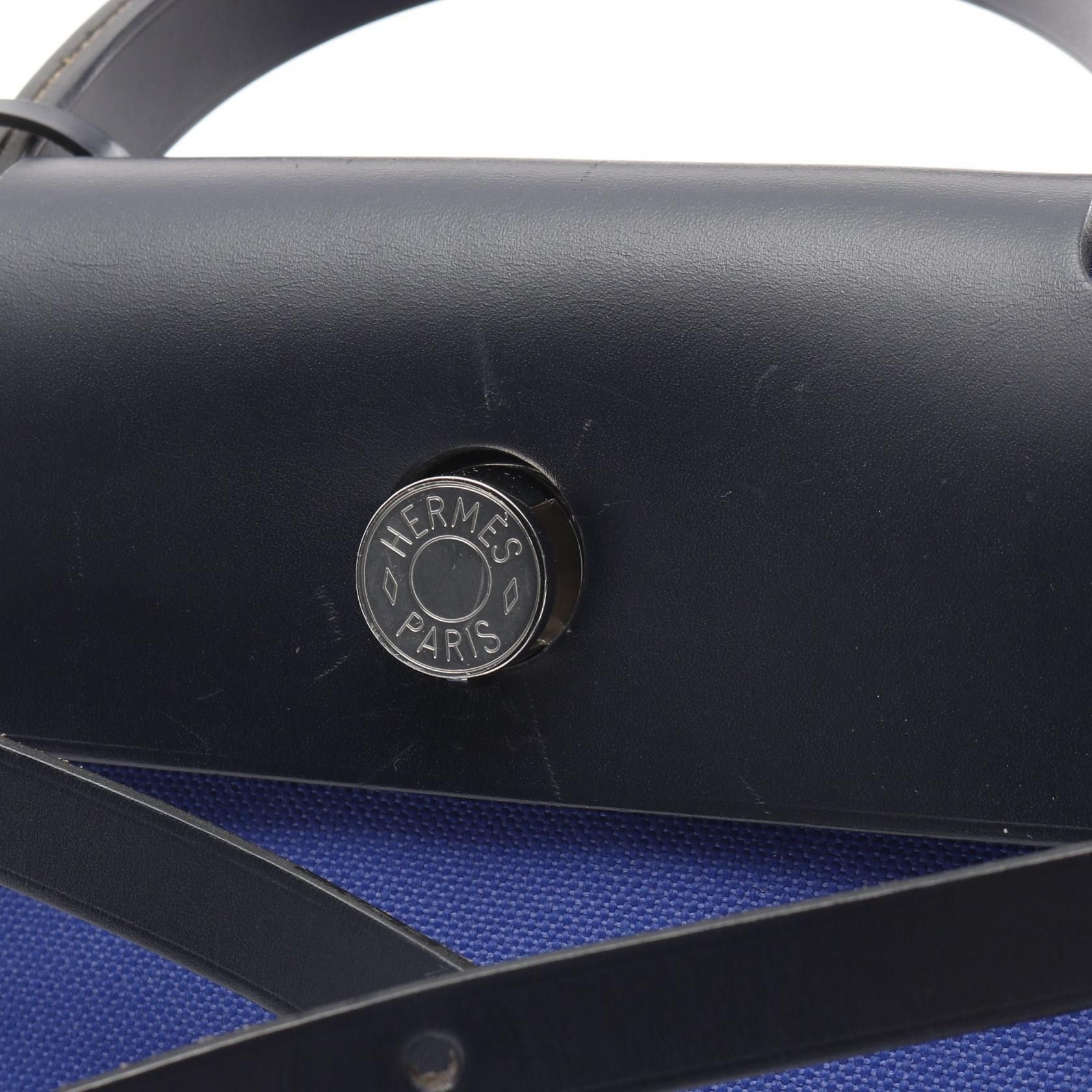 Hermes Hermes Herbag Zip Pm Blue Billiards Saphir Handbag Toile Military Vache Hunter Navy Silver Hardware D Stamp Size ONE SIZE - 7 Thumbnail