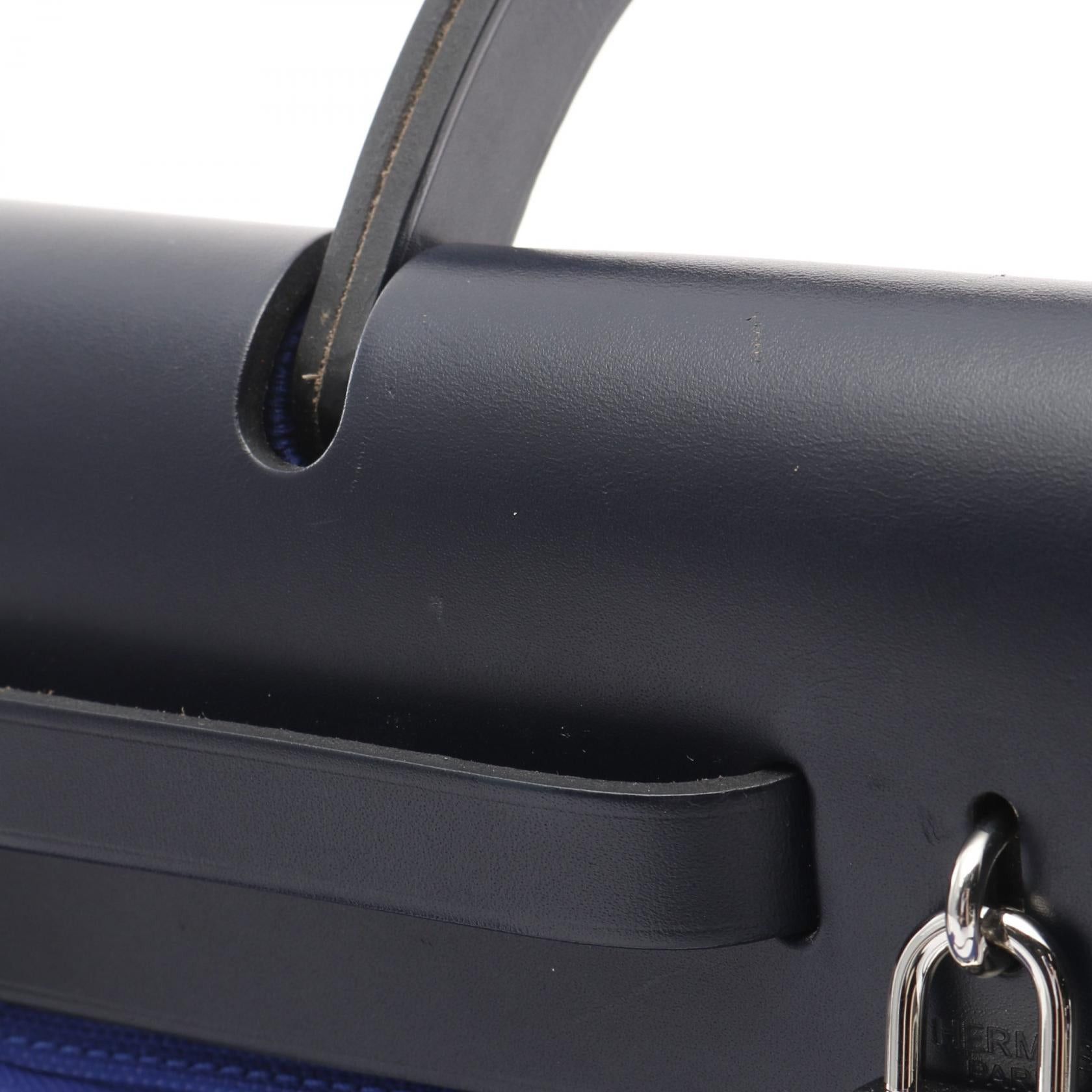 Hermes Hermes Herbag Zip Pm Blue Billiards Saphir Handbag Toile Military Vache Hunter Navy Silver Hardware D Stamp Size ONE SIZE - 10 Thumbnail