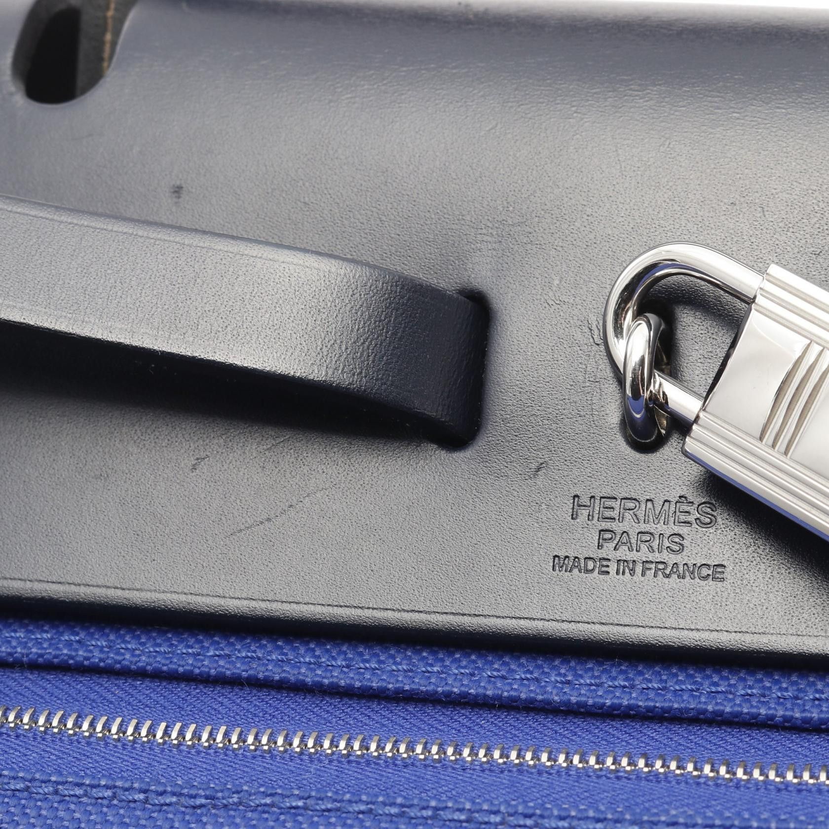 Hermes Hermes Herbag Zip Pm Blue Billiards Saphir Handbag Toile Military Vache Hunter Navy Silver Hardware D Stamp Size ONE SIZE - 9 Thumbnail