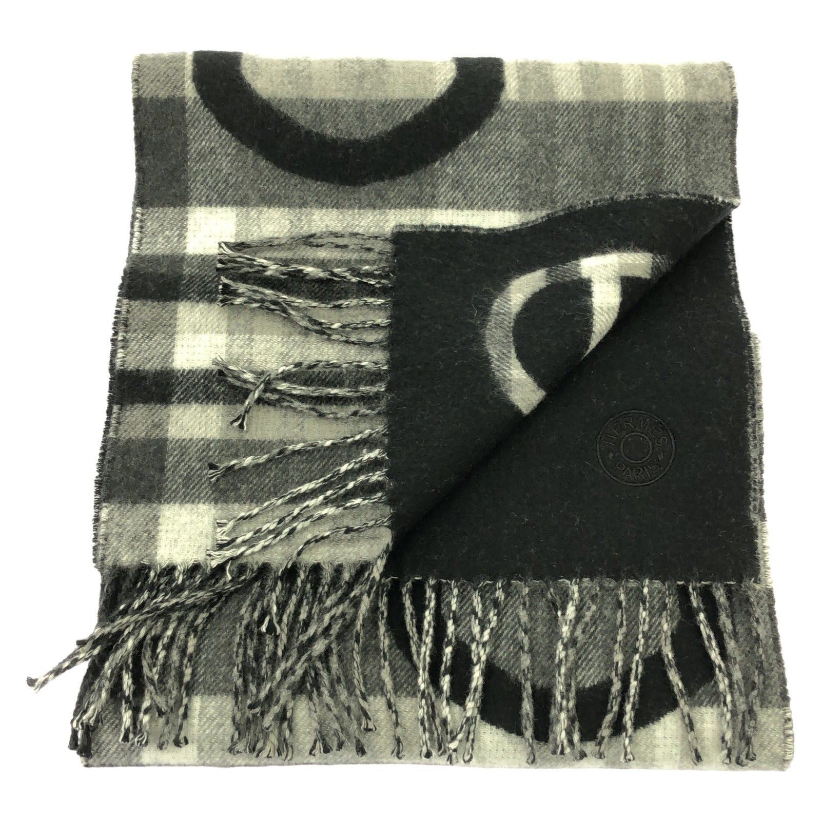Hermes Hermes Cashmere Scarf Tartan Maillon Black Size ONE SIZE - 2 Thumbnail