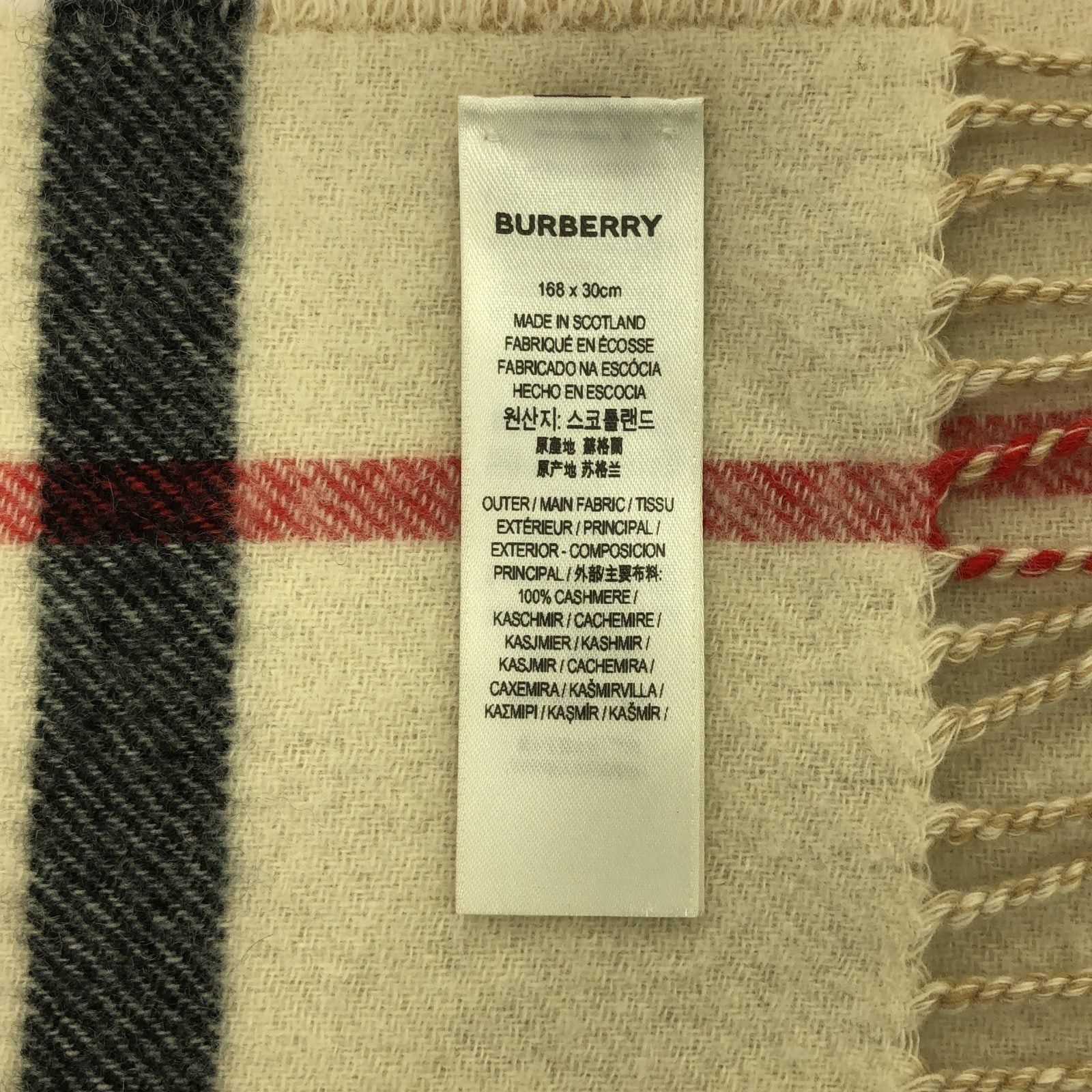 Burberry Burberry Construct Check Scarf Cashmere Beige Size ONE SIZE - 5 Thumbnail