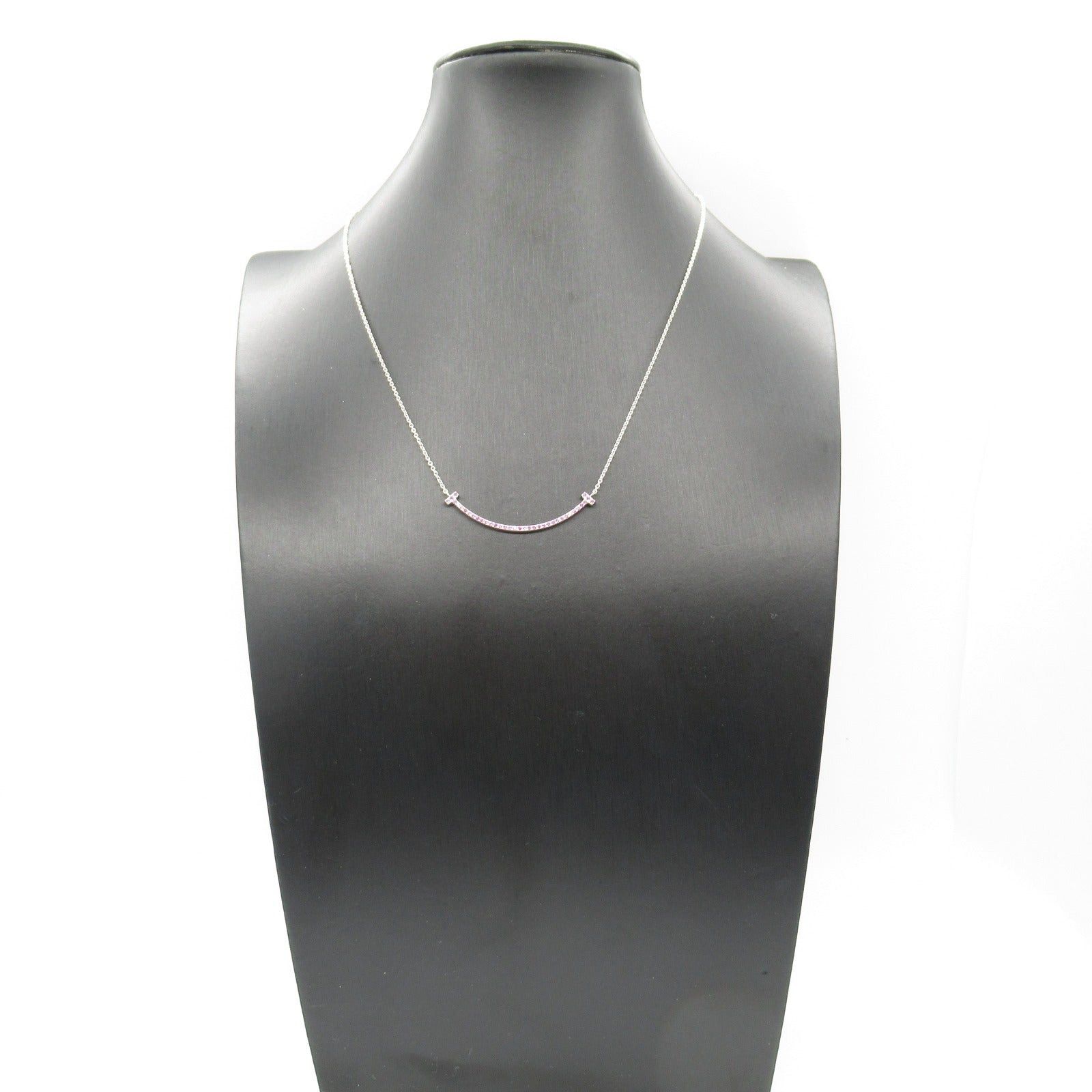 Tiffany & Co. Tiffany Co T-Smile Small Necklace Pink Sapphire K18Wg (White Gold) Size ONE SIZE - 7 Thumbnail