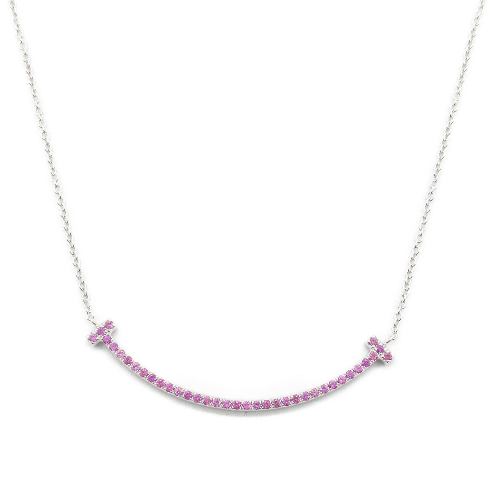Tiffany & Co. Tiffany Co T-Smile Small Necklace Pink Sapphire K18Wg (White Gold) Size ONE SIZE - 2 Thumbnail