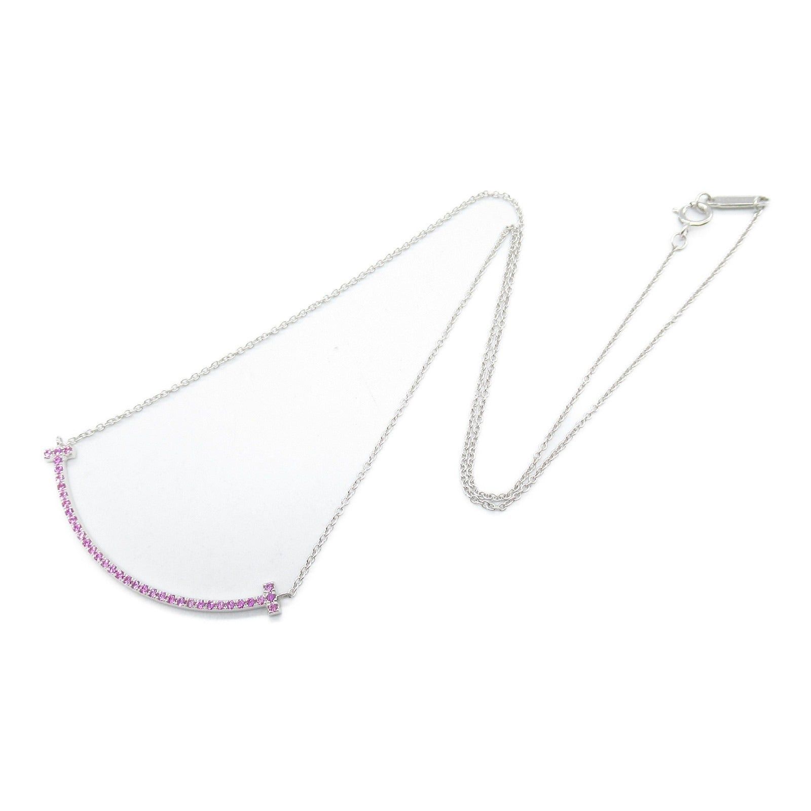 Tiffany & Co. Tiffany Co T-Smile Small Necklace Pink Sapphire K18Wg (White Gold) Size ONE SIZE - 3 Thumbnail