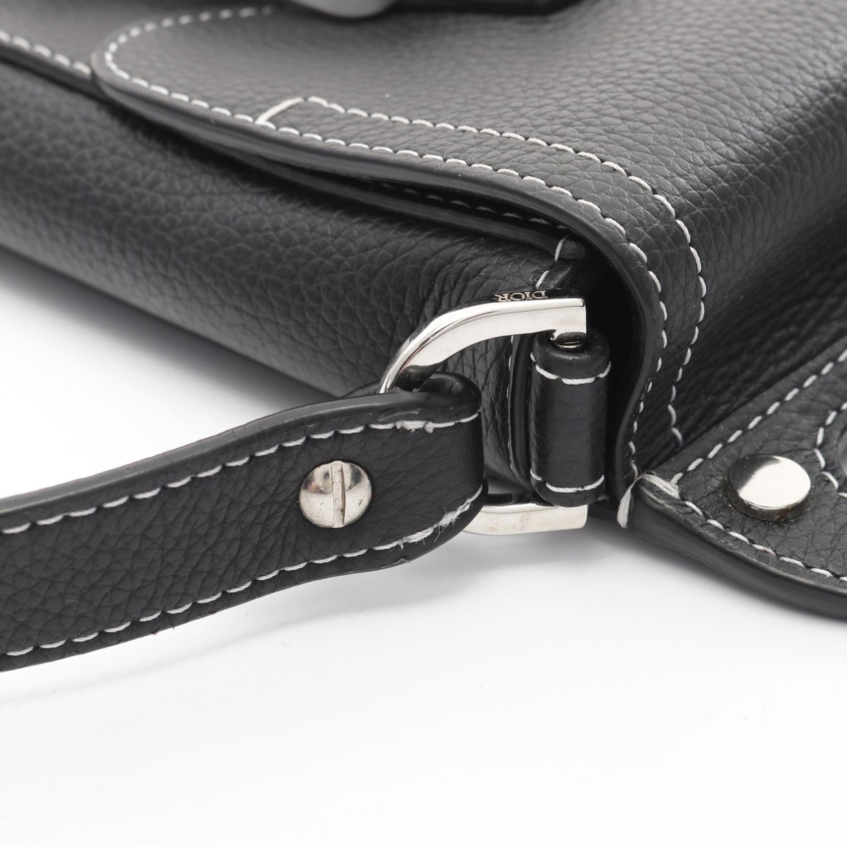 Dior Dior Saddle Vertical Pouch Shoulder Bag Leather Black Size ONE SIZE - 7 Thumbnail