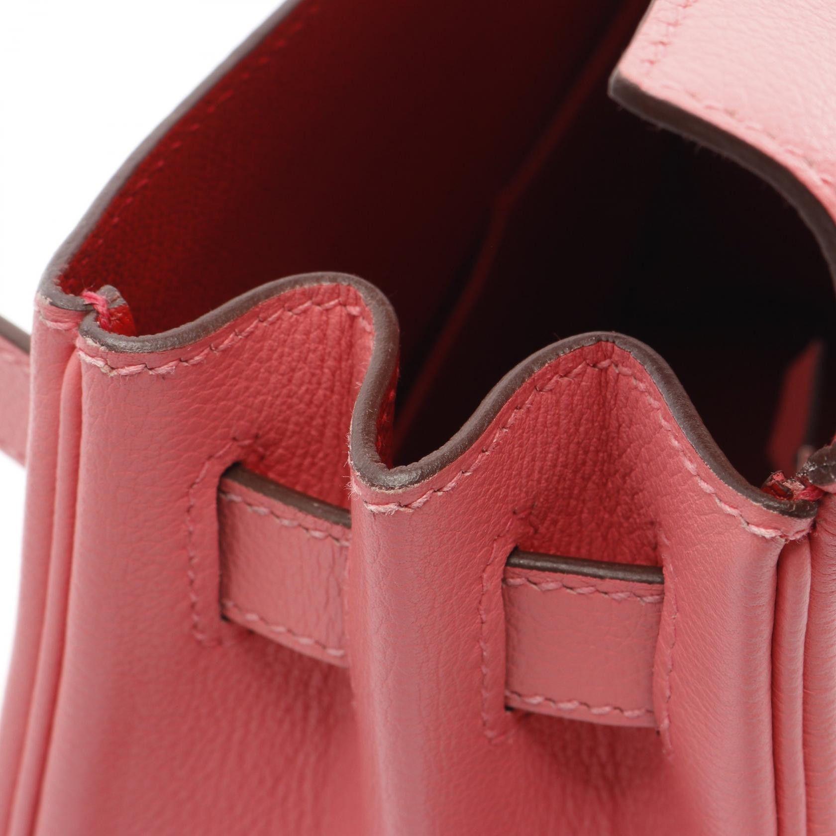 Hermes Hermes Kelly28 Verso Rose Eté Rouge Exotic Handbag Evercolor Pink Red Silver Hardware Inner Stitch Y Stamp Size ONE SIZE - 12 Thumbnail