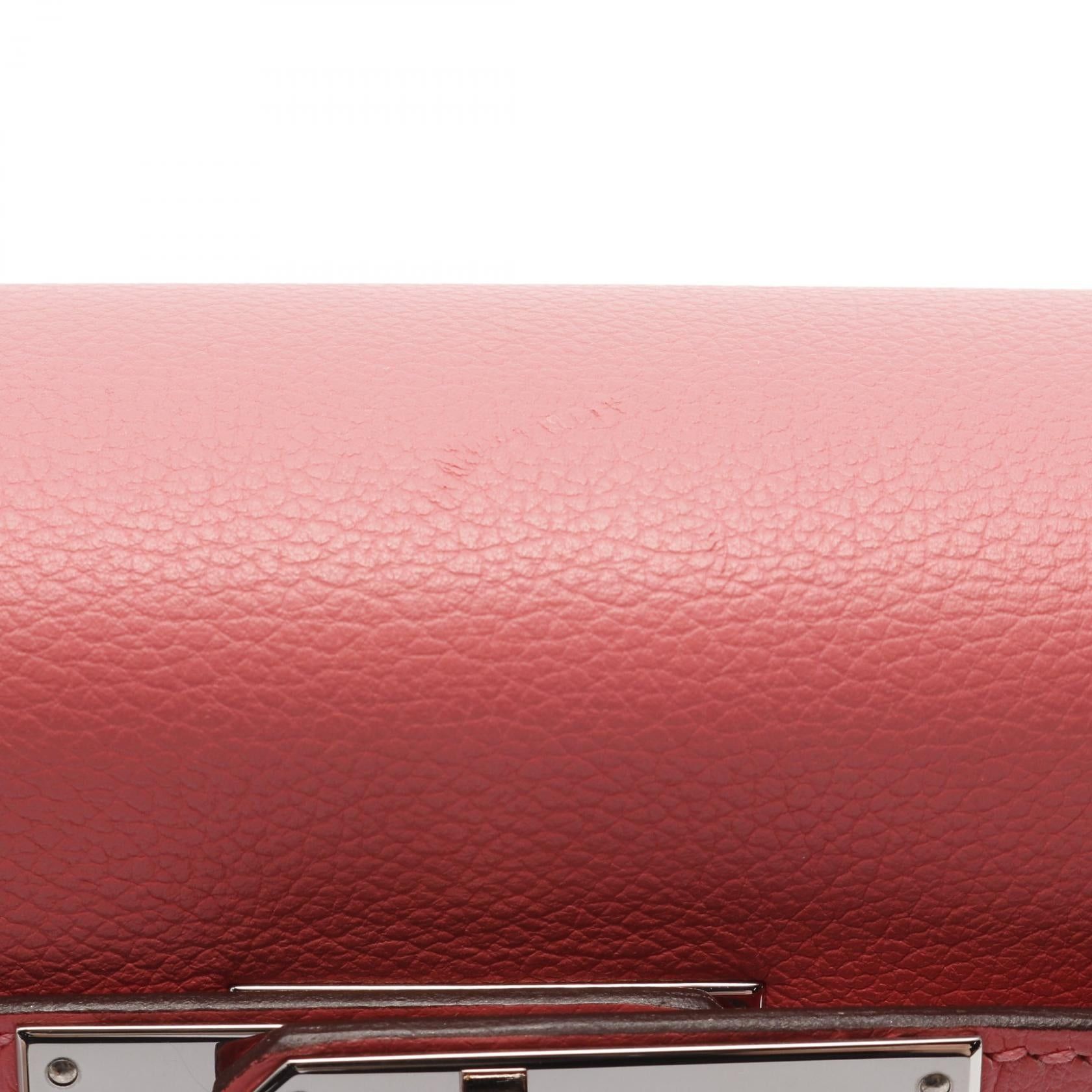 Hermes Hermes Kelly28 Verso Rose Eté Rouge Exotic Handbag Evercolor Pink Red Silver Hardware Inner Stitch Y Stamp Size ONE SIZE - 10 Thumbnail