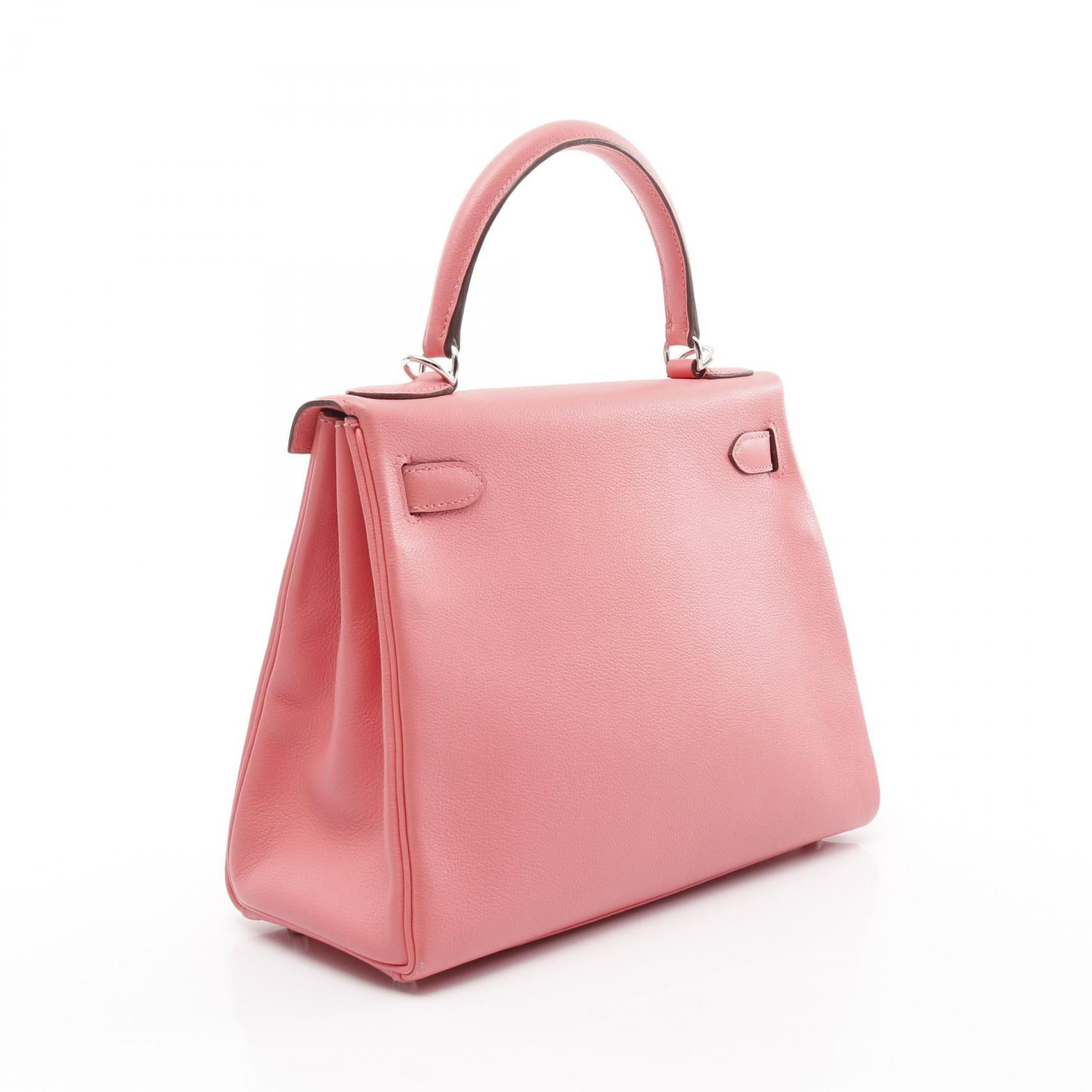 Hermes Hermes Kelly28 Verso Rose Eté Rouge Exotic Handbag Evercolor Pink Red Silver Hardware Inner Stitch Y Stamp Size ONE SIZE - 2 Thumbnail