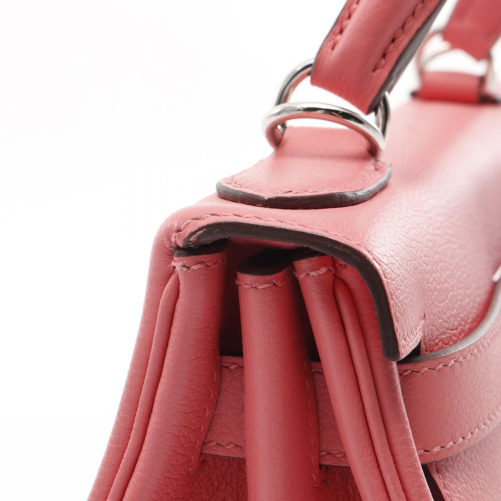 Hermes Hermes Kelly28 Verso Rose Eté Rouge Exotic Handbag Evercolor Pink Red Silver Hardware Inner Stitch Y Stamp Size ONE SIZE - 11 Thumbnail