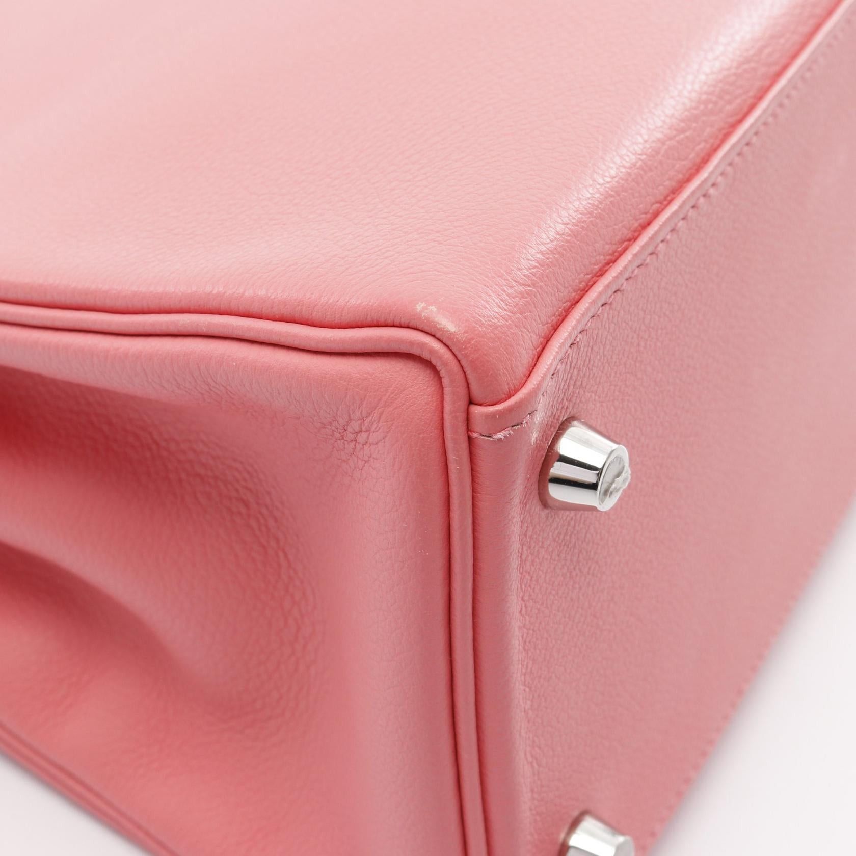 Hermes Hermes Kelly28 Verso Rose Eté Rouge Exotic Handbag Evercolor Pink Red Silver Hardware Inner Stitch Y Stamp Size ONE SIZE - 7 Thumbnail