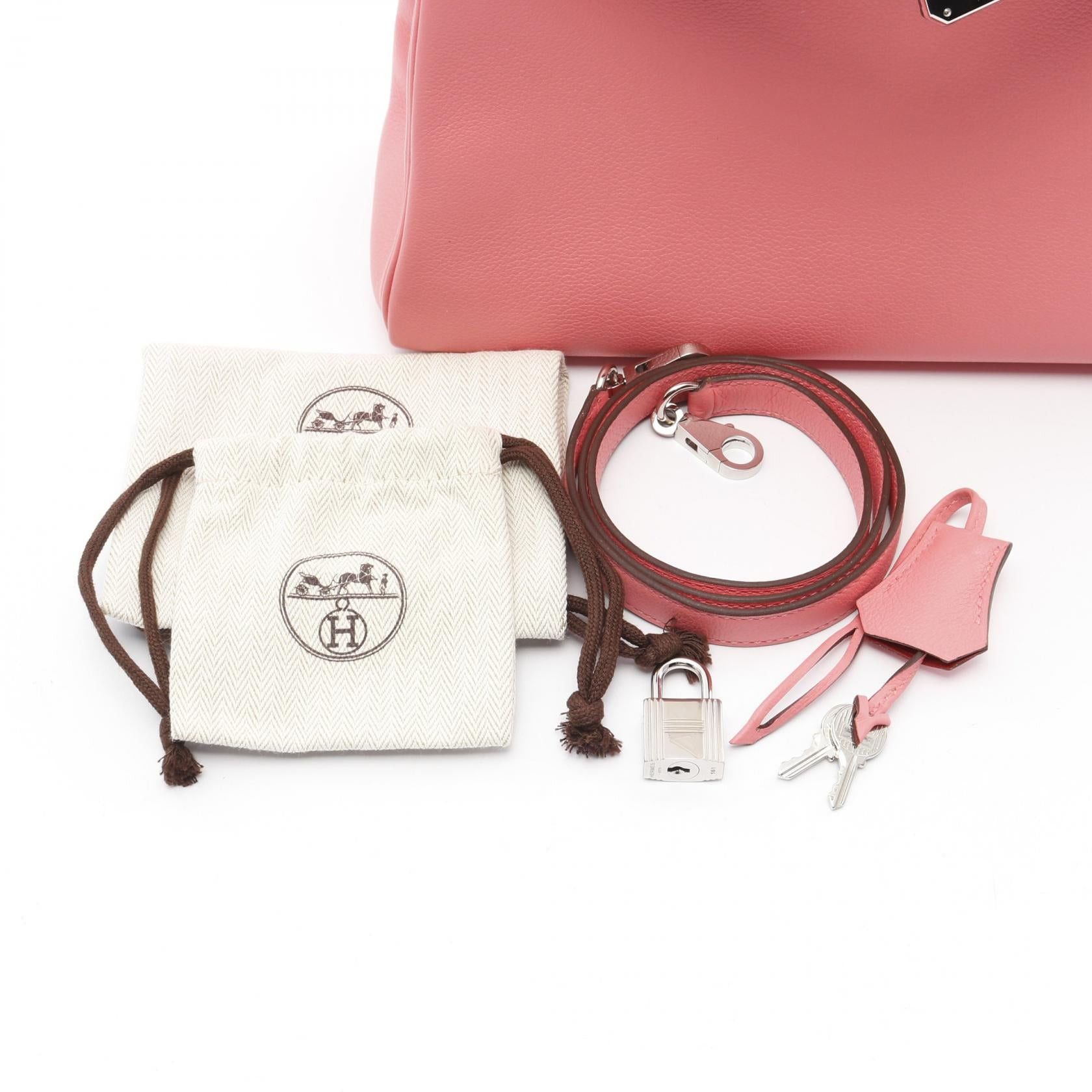 Hermes Hermes Kelly28 Verso Rose Eté Rouge Exotic Handbag Evercolor Pink Red Silver Hardware Inner Stitch Y Stamp Size ONE SIZE - 6 Thumbnail