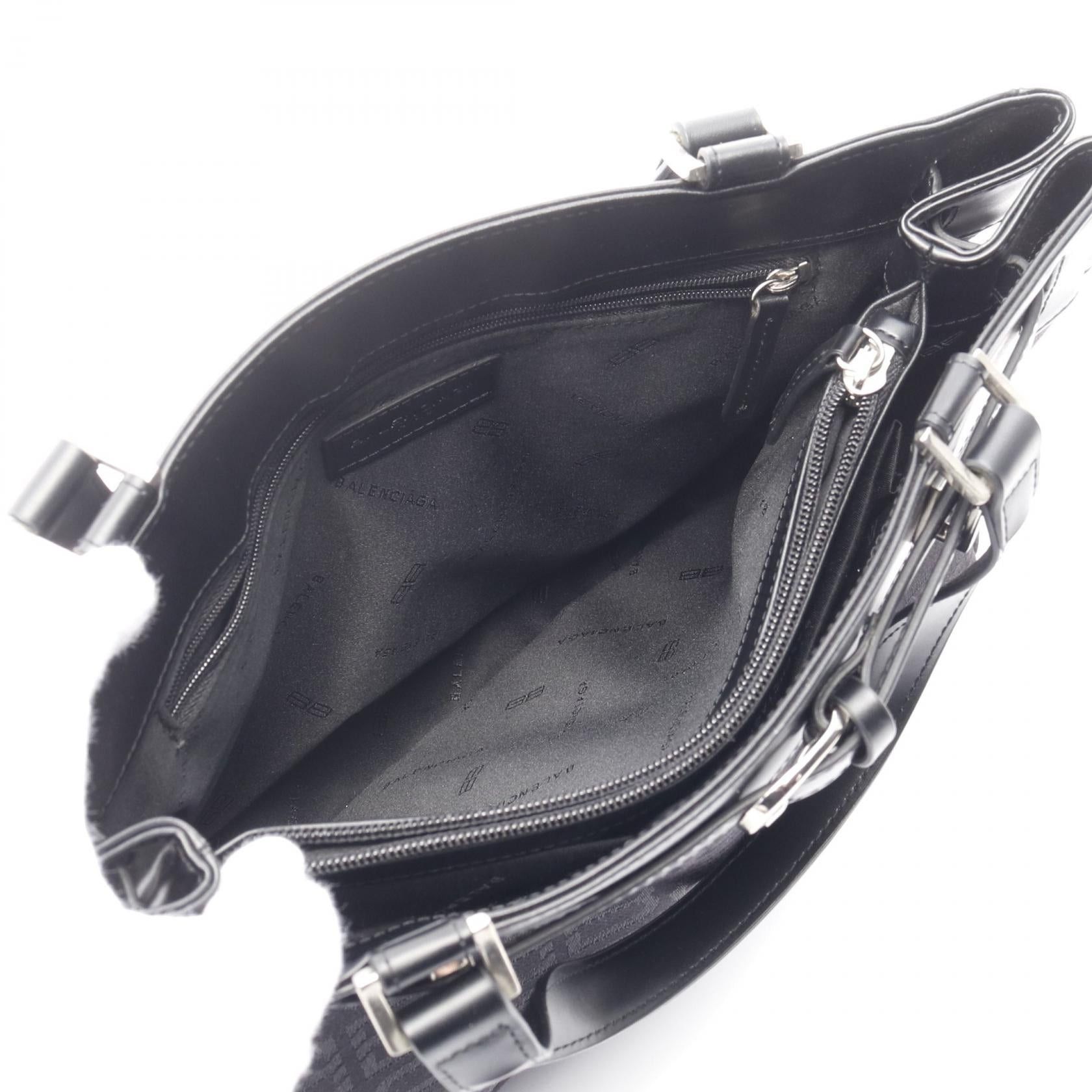 Balenciaga Balenciaga Bb Pattern Handbag Tote Bag Canvas Leather Black Size ONE SIZE - 3 Thumbnail