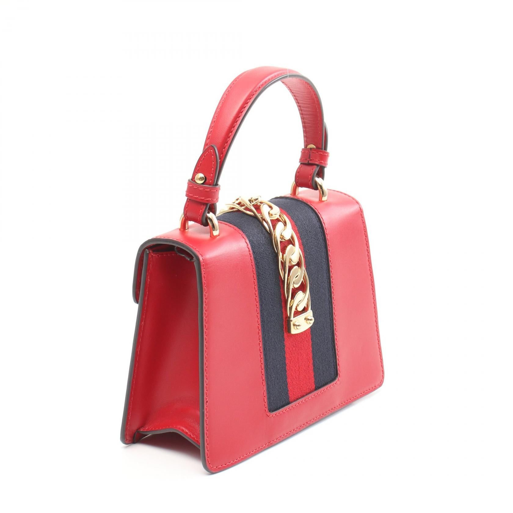 Gucci Gucci Sylvie Sherry Line Handbag Leather Red Multicolor Size ONE SIZE - 2 Thumbnail
