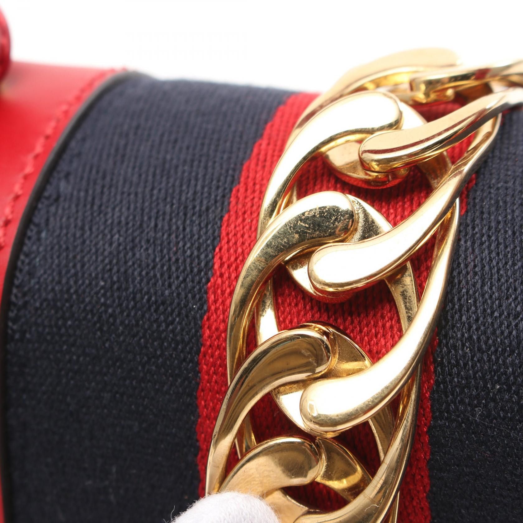 Gucci Gucci Sylvie Sherry Line Handbag Leather Red Multicolor Size ONE SIZE - 6 Thumbnail