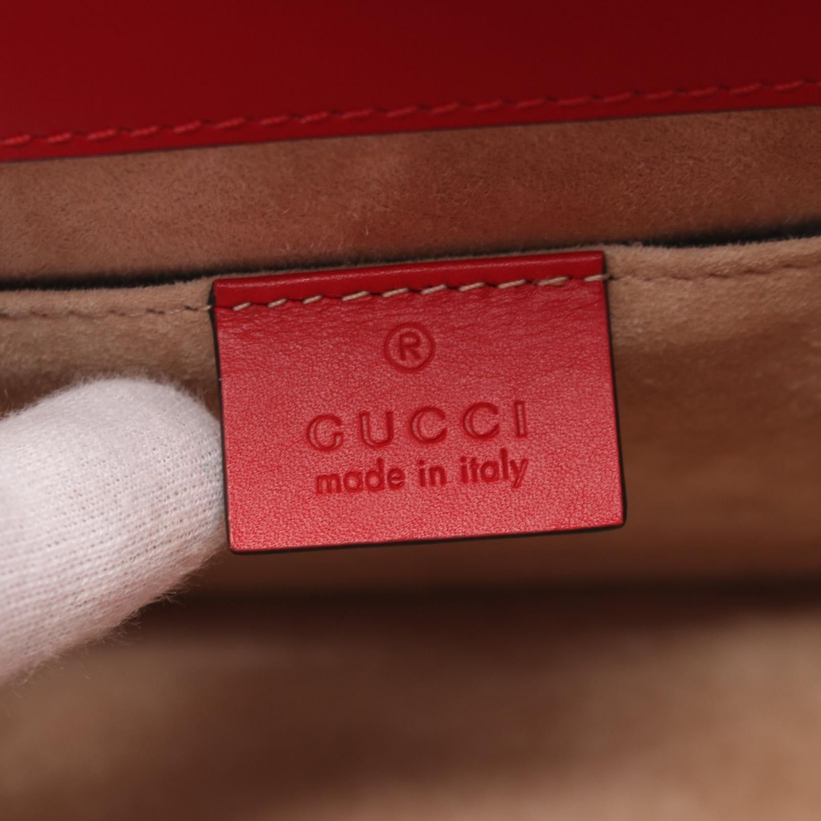 Gucci Gucci Sylvie Sherry Line Handbag Leather Red Multicolor Size ONE SIZE - 4 Thumbnail