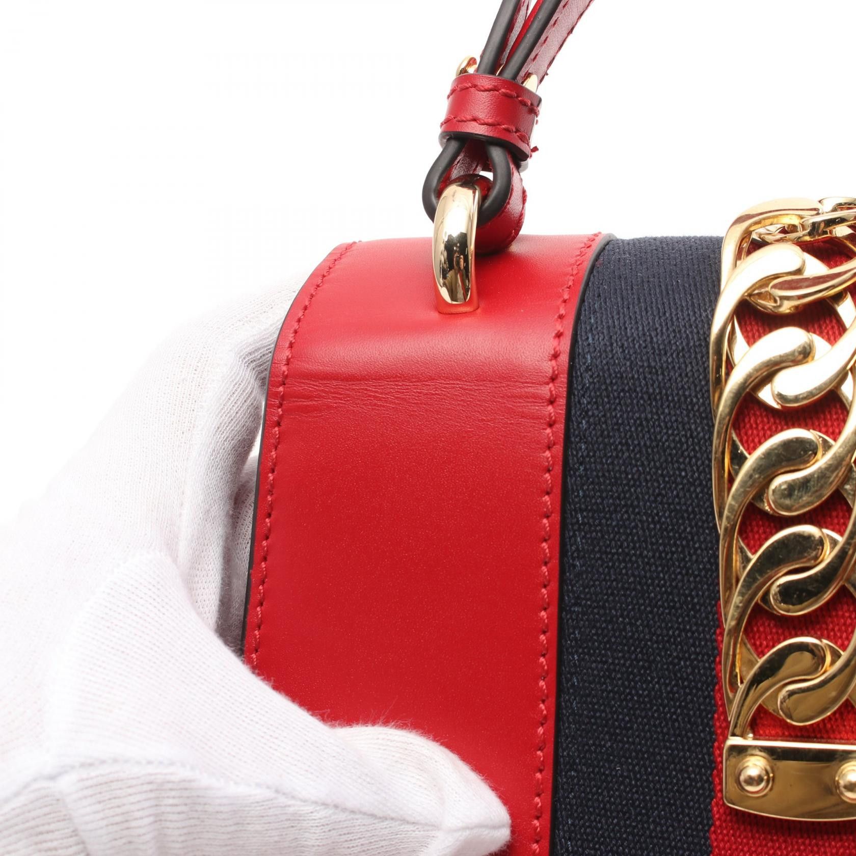 Gucci Gucci Sylvie Sherry Line Handbag Leather Red Multicolor Size ONE SIZE - 10 Thumbnail