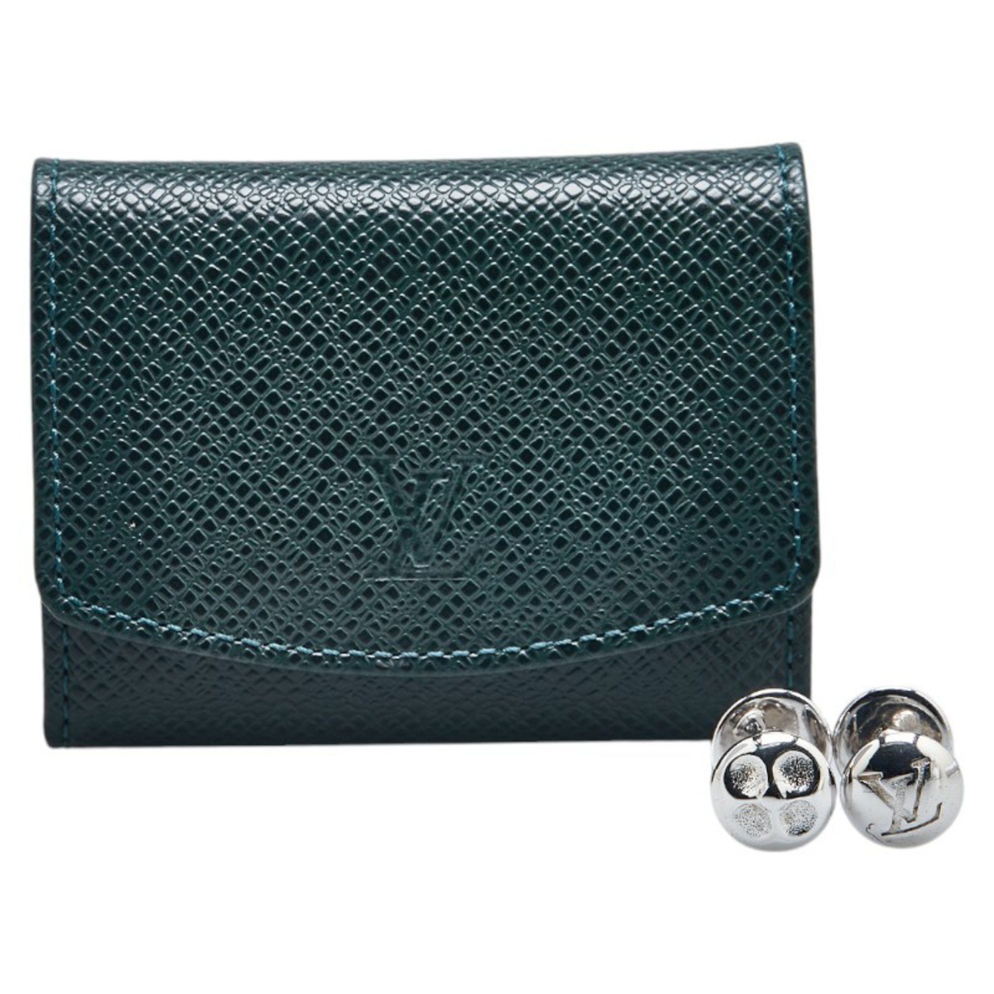 Louis Vuitton Louis Vuitton Taiga Button de Manchette Cufflinks M30976 Green SV925 Silver Leather Men's LOUIS VUITTON Size ONE SIZE - 8 Thumbnail