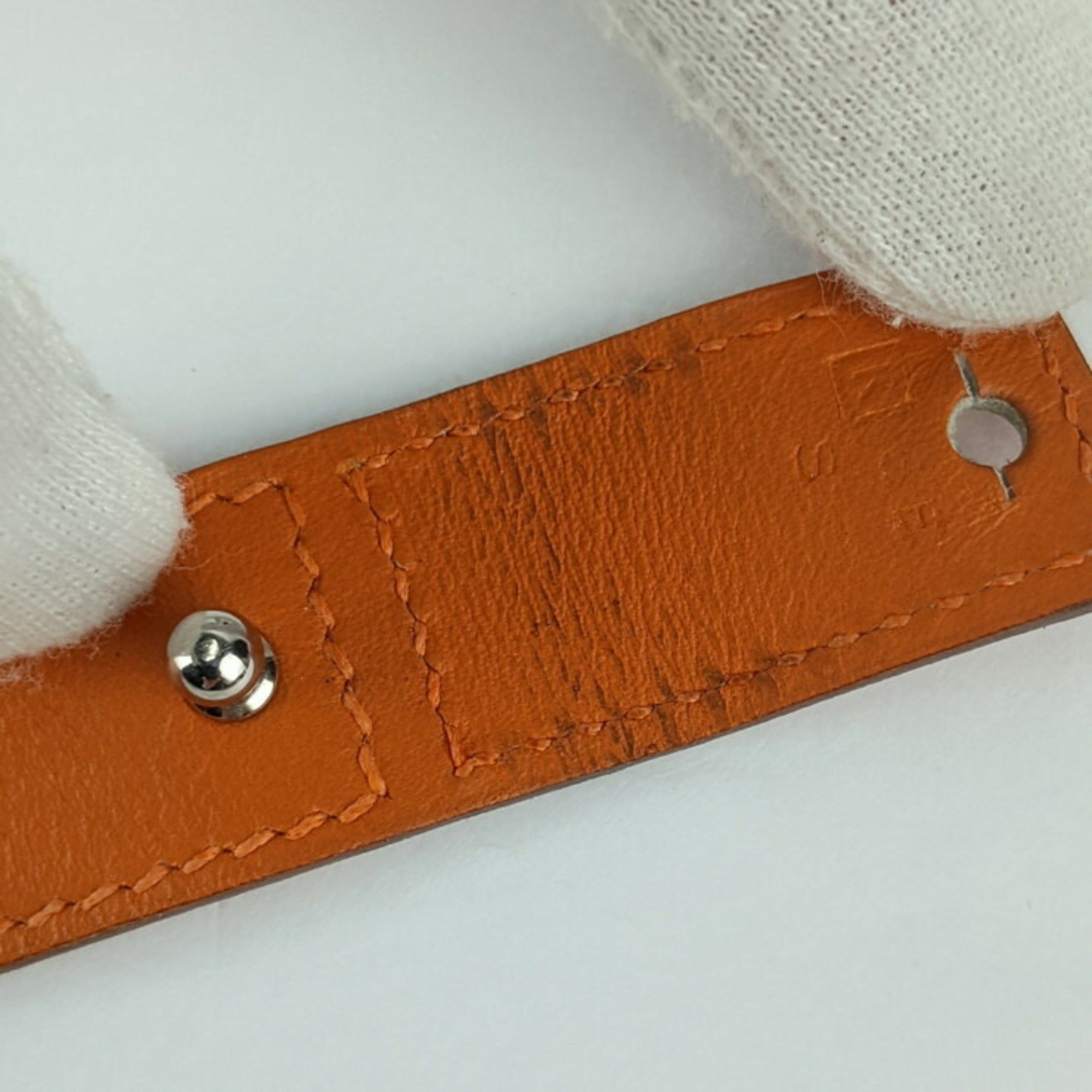 Hermes HERMES Bracelet Tonight Orange Swift Leather Ladies K Stamp Size ONE SIZE - 6 Thumbnail