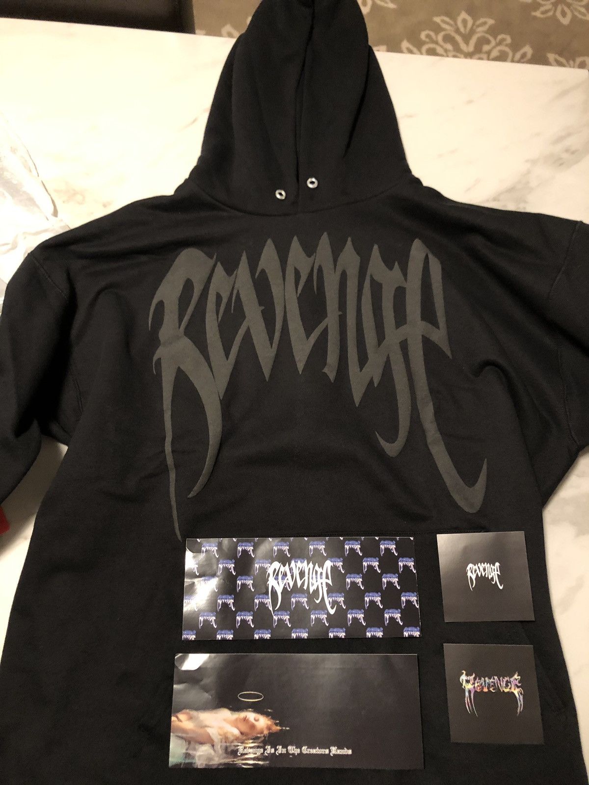 Revenge Black On Black Hoodie Grailed