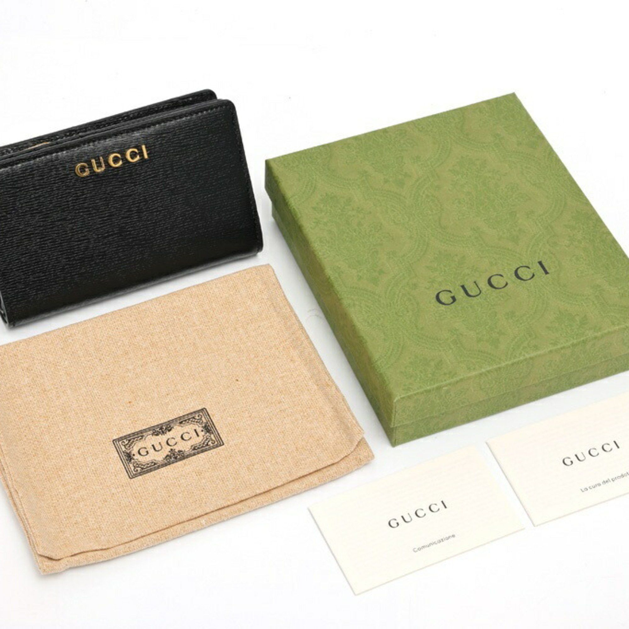 Gucci GUCCI Script Card Case Wallet Bi-fold 772640 Leather Black S-157682 Size ONE SIZE - 7 Thumbnail