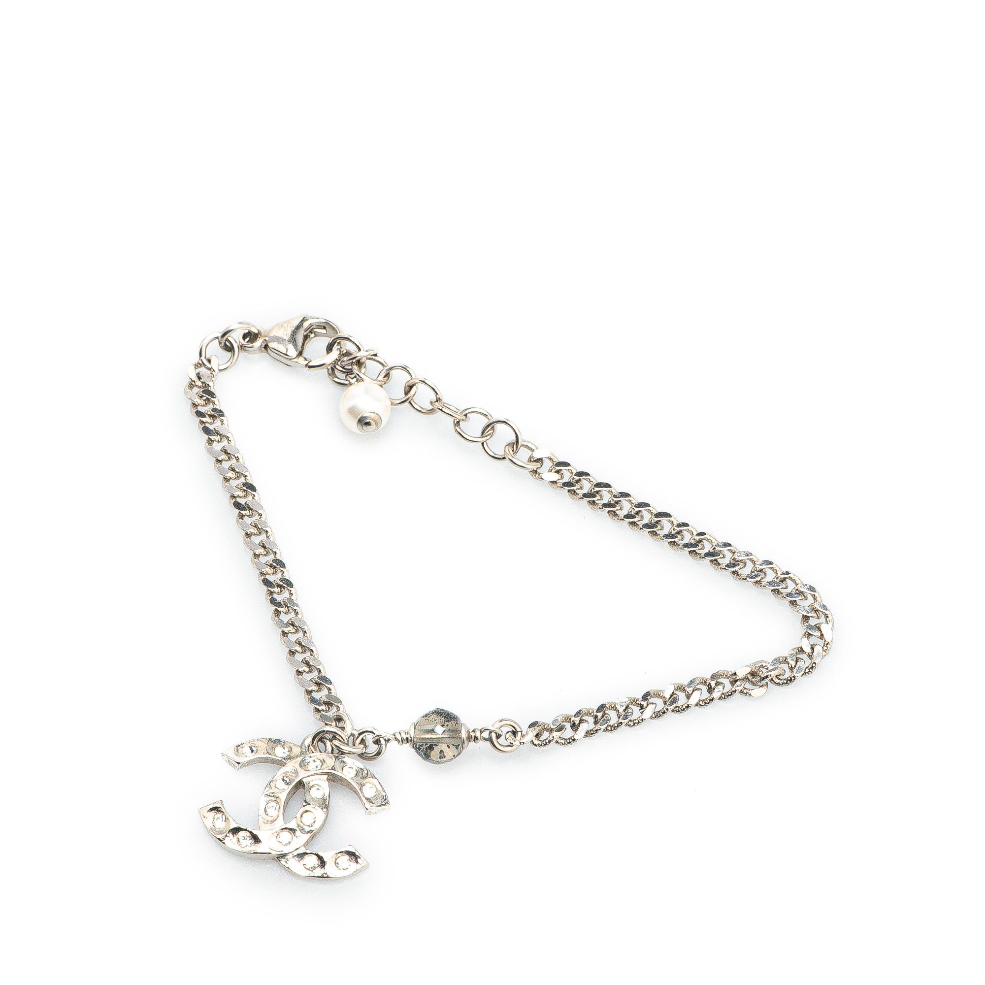 Chanel Chanel Silver CC Rhinestones Charms Bracelet Size ONE SIZE - 2 Thumbnail