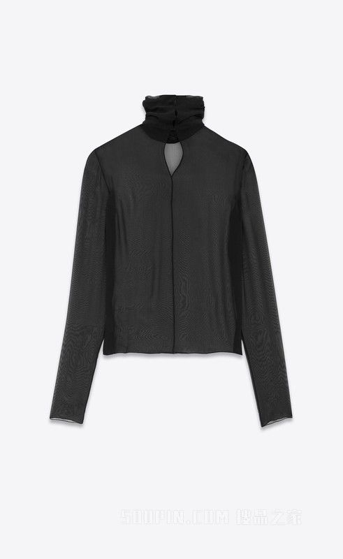 Saint Laurent Paris turtleneck blouse in silk muslin crepe Size XL / US 12-14 / IT 48-50 - 2 Thumbnail