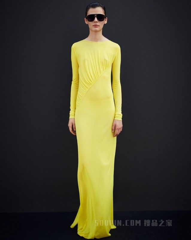 long draped dress in crepe jersey