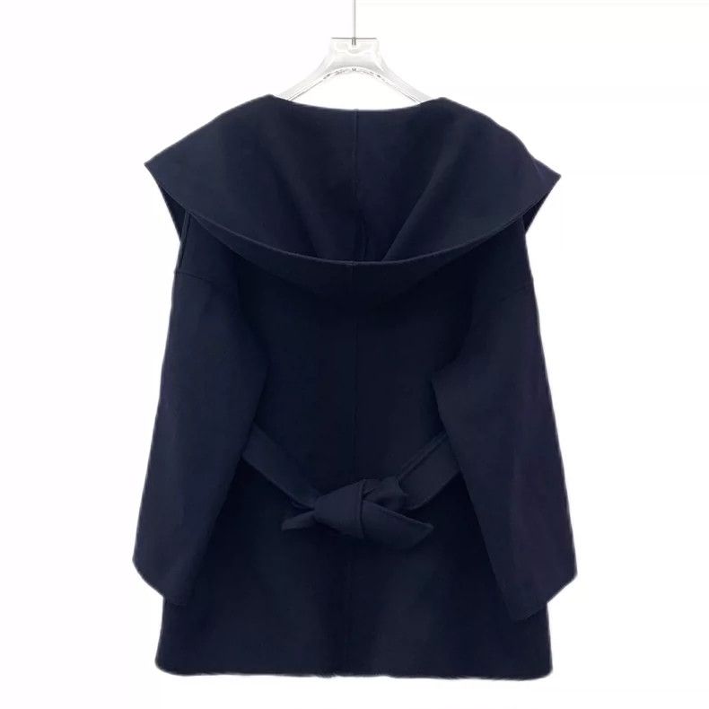 Max Mara Maxmara Navy Wool Hooded Long Sleeve Coat Size US L / EU 52-54 / 3 - 2 Thumbnail