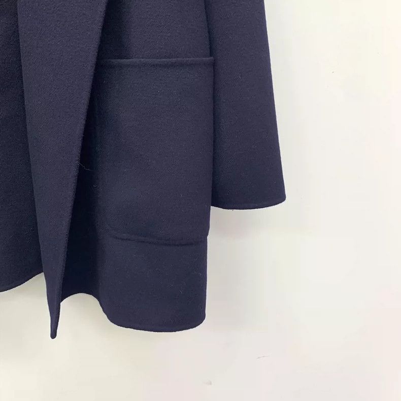 Max Mara Maxmara Navy Wool Hooded Long Sleeve Coat Size US L / EU 52-54 / 3 - 4 Thumbnail
