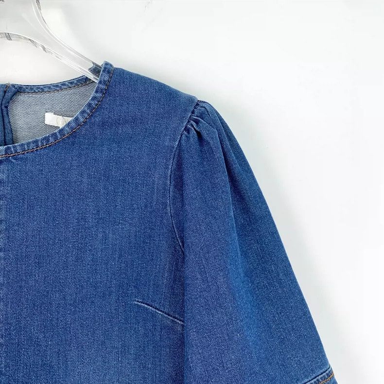 Chloe Blue Cotton Short Sleeve Denim Dress Size 22" - 3 Thumbnail