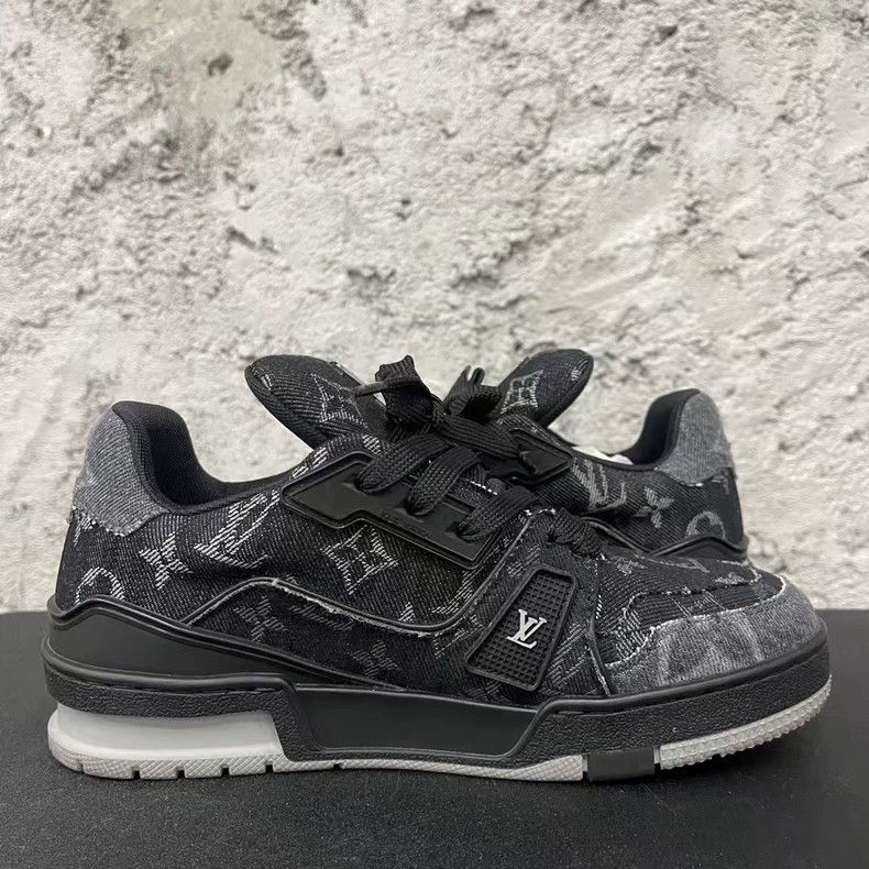 Louis Vuitton Louis Vuitton LV Trainer Black Denim Sneakers-yf Size US 5 / EU 37 - 4 Thumbnail