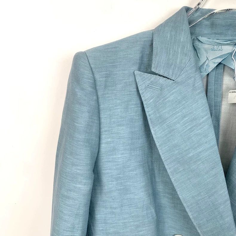 Max Mara Maxmara Blue Linen Blazer Size 40 M-yf Size US M / EU 48-50 / 2 - 3 Thumbnail