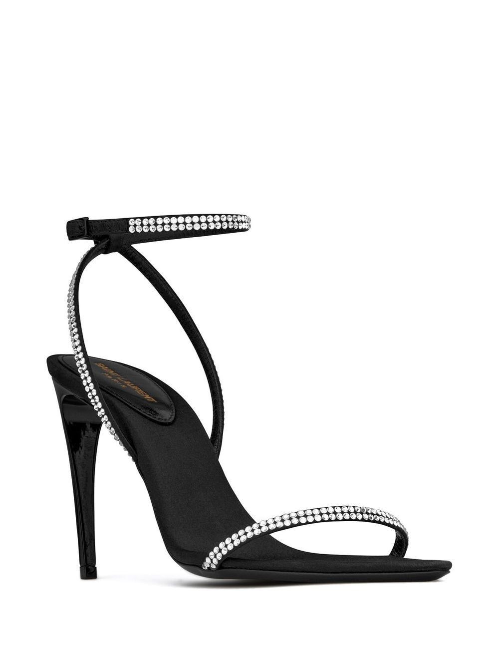 Saint Laurent Paris GEORGIA sandals in crepe satin with rhinestones Size US 8 / IT 38 - 2 Thumbnail
