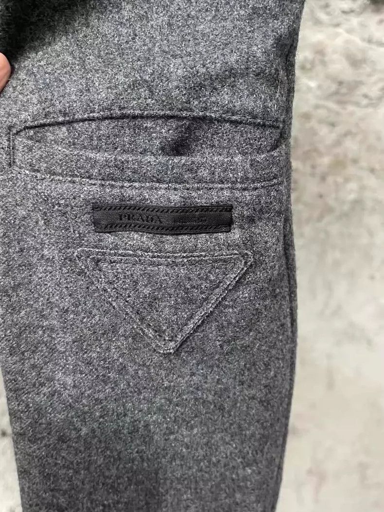 Prada Prada Gray Wool Casual Pants with Velcro-yf Size US 44 / EU 60 - 5 Thumbnail