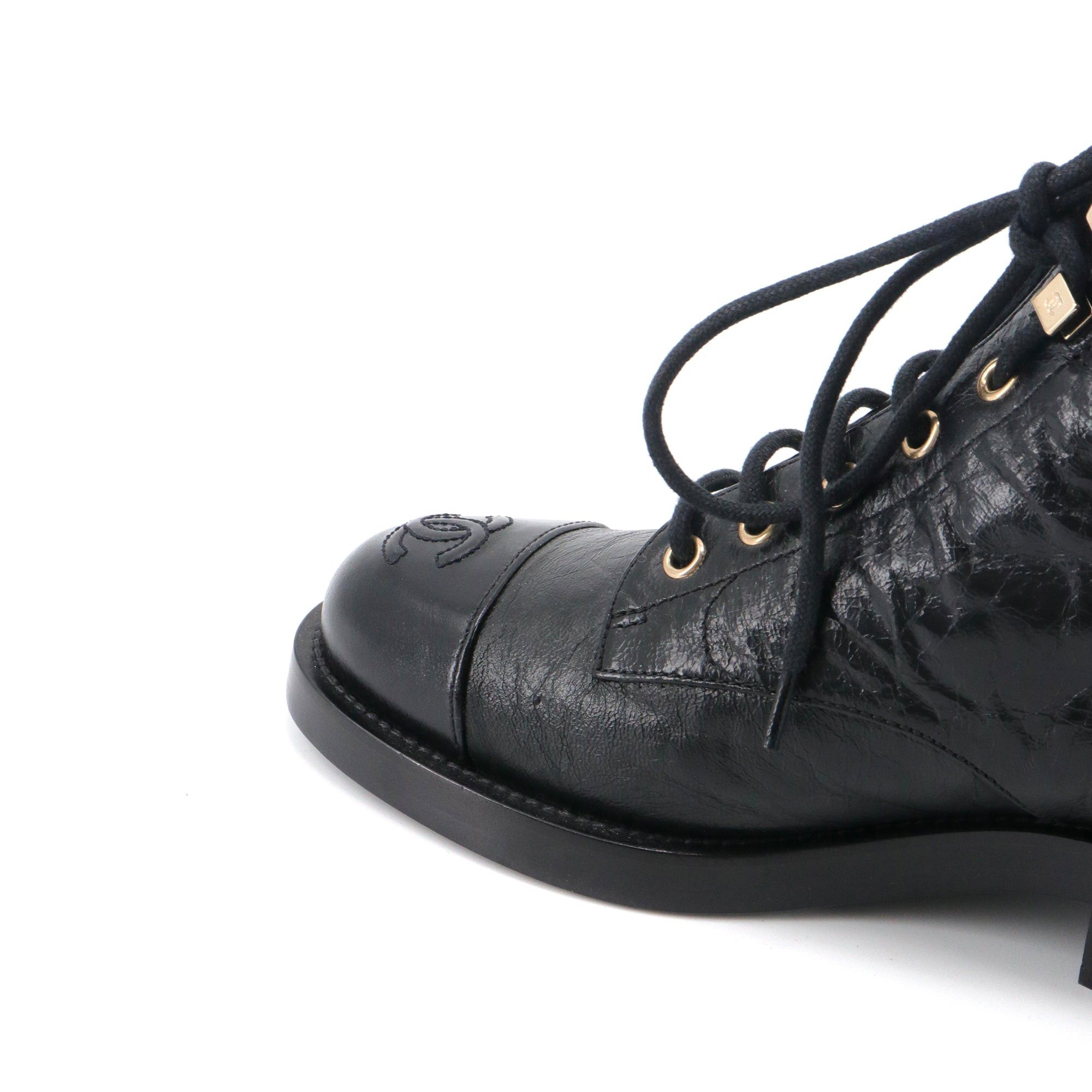 Chanel CHANEL - Chanel black leather ankle boots (T37.5) Size US 6.5 / IT 36.5 - 6 Thumbnail