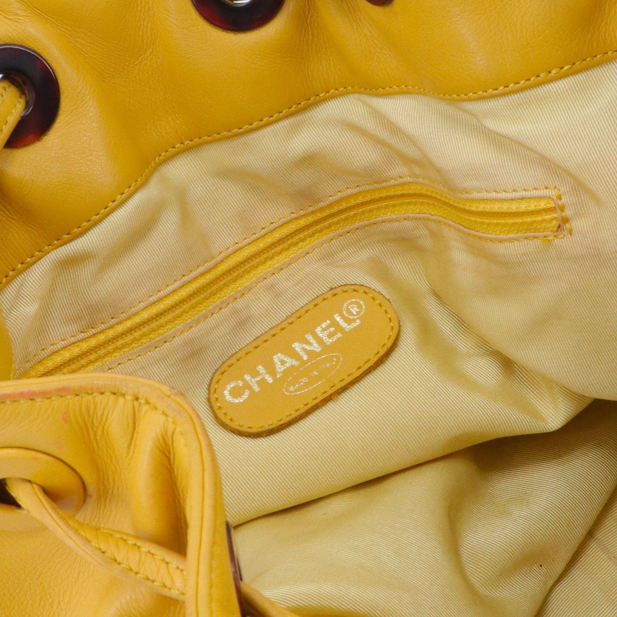 Chanel CHANEL - Chanel Drawstring Ring Handle handbag in yellow leather Size ONE SIZE - 9 Thumbnail