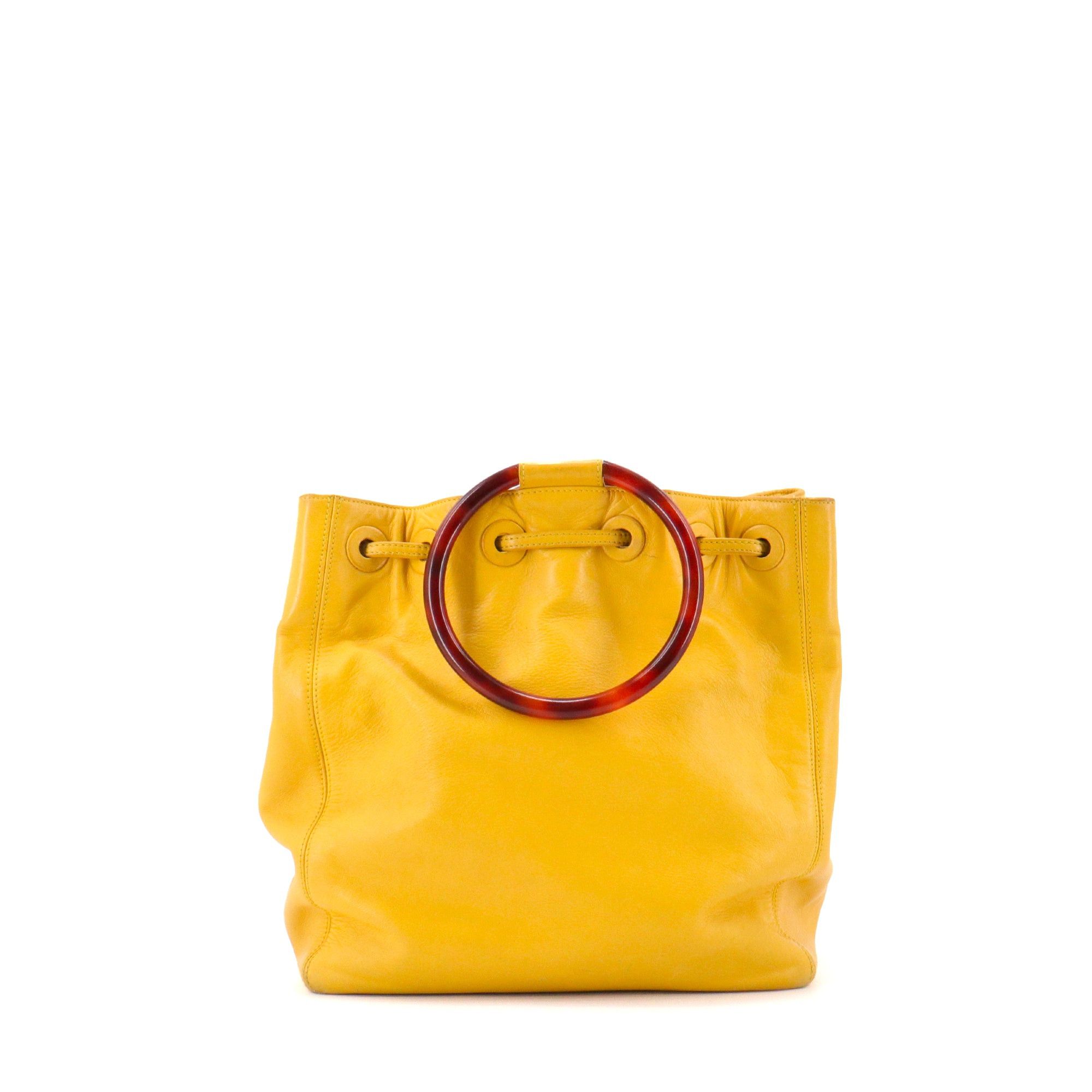 Chanel CHANEL - Chanel Drawstring Ring Handle handbag in yellow leather Size ONE SIZE - 3 Thumbnail